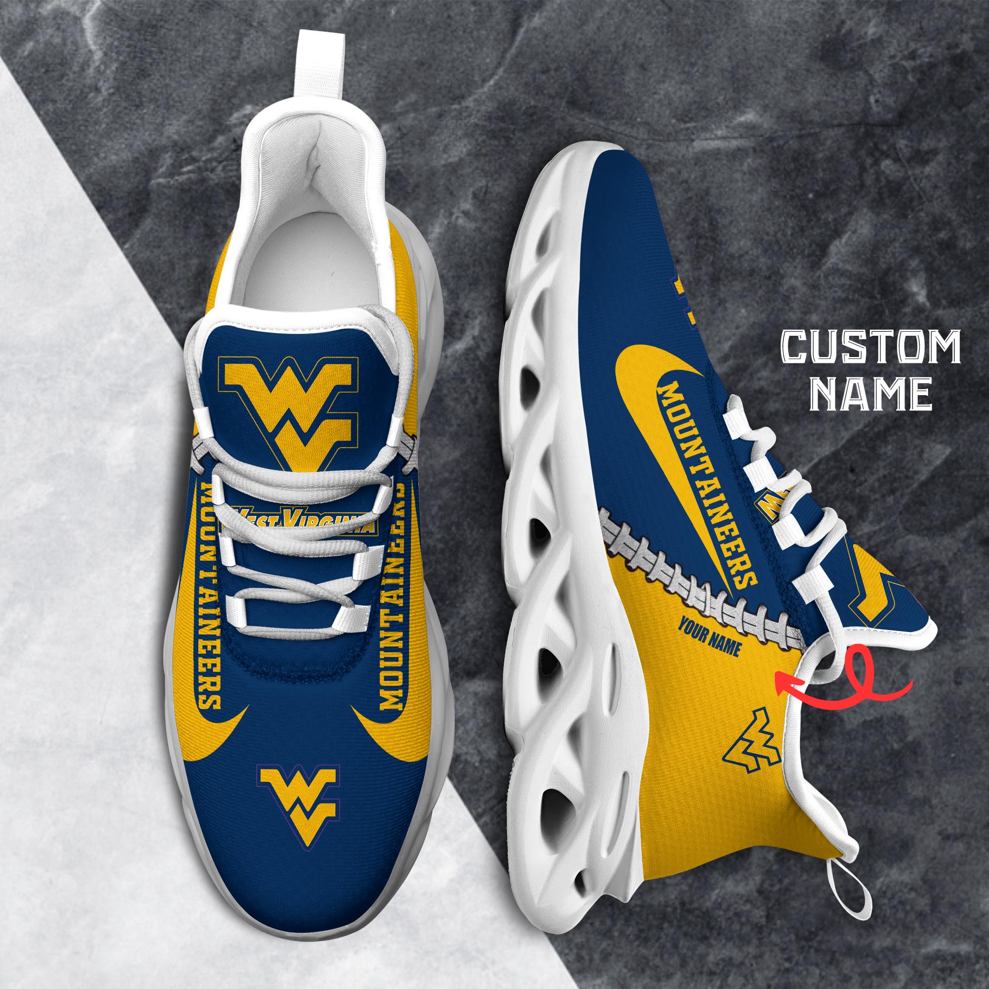 Ideafootwear West Virginia Mountaineers Max Soul Shoes Sneakers For Men And Women 2