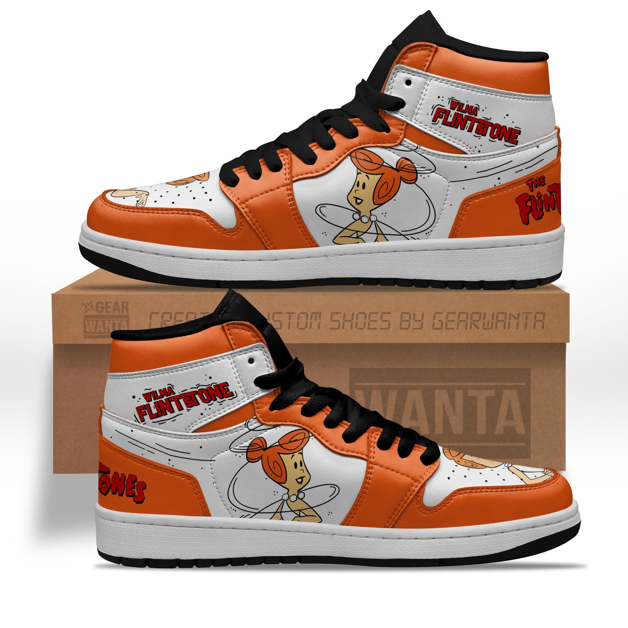 Ideafootwear Wilma Flintstones AJ1 High Sneakers Shoes For Men And Women 1