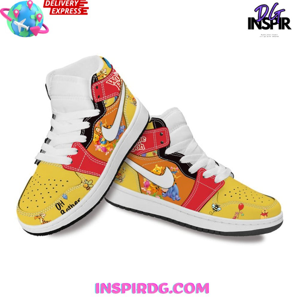 Ideafootwear Winnie the Pooh AJ1 High Sneakers Shoes For Men And Women 4