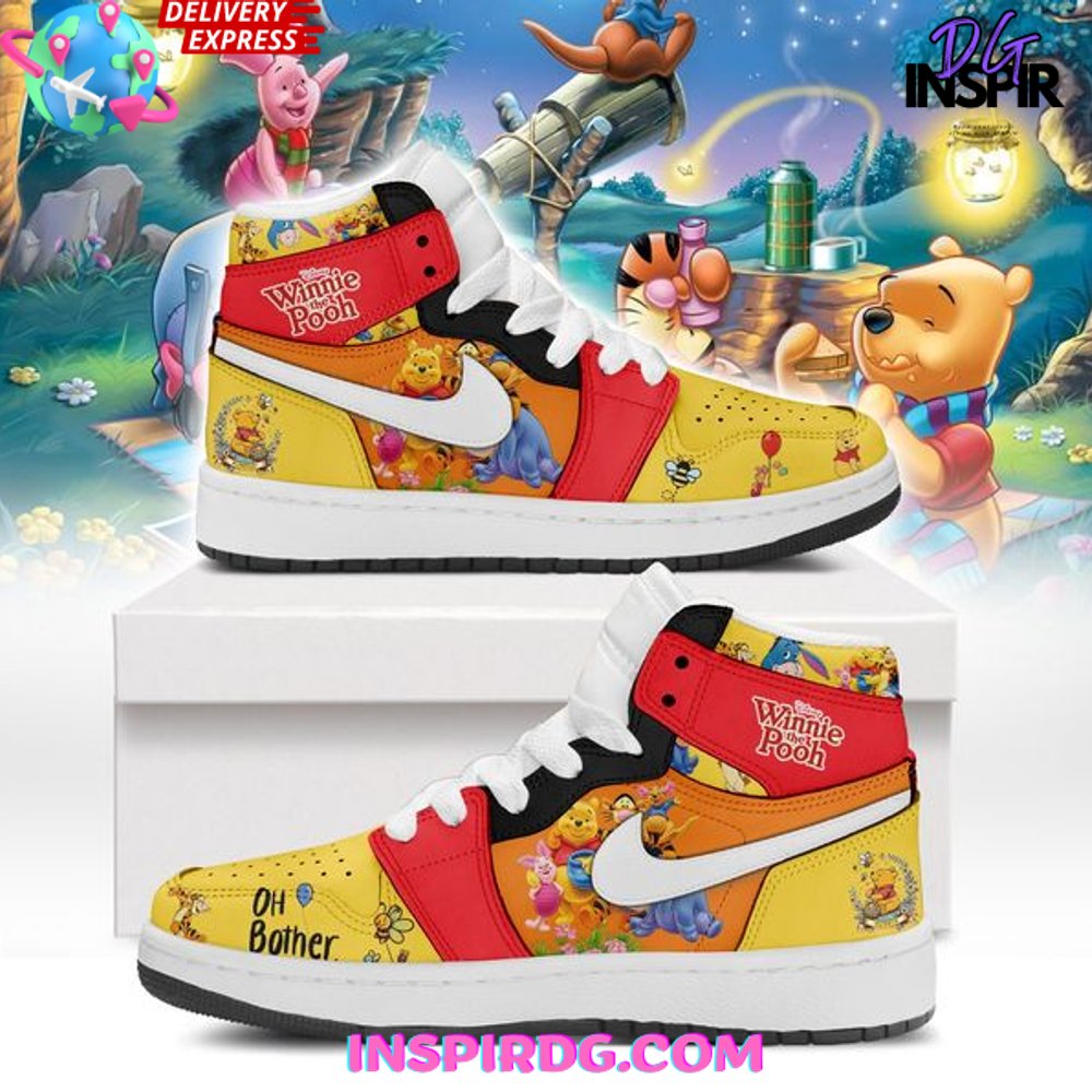 Ideafootwear Winnie the Pooh AJ1 High Sneakers Shoes For Men And Women 4
