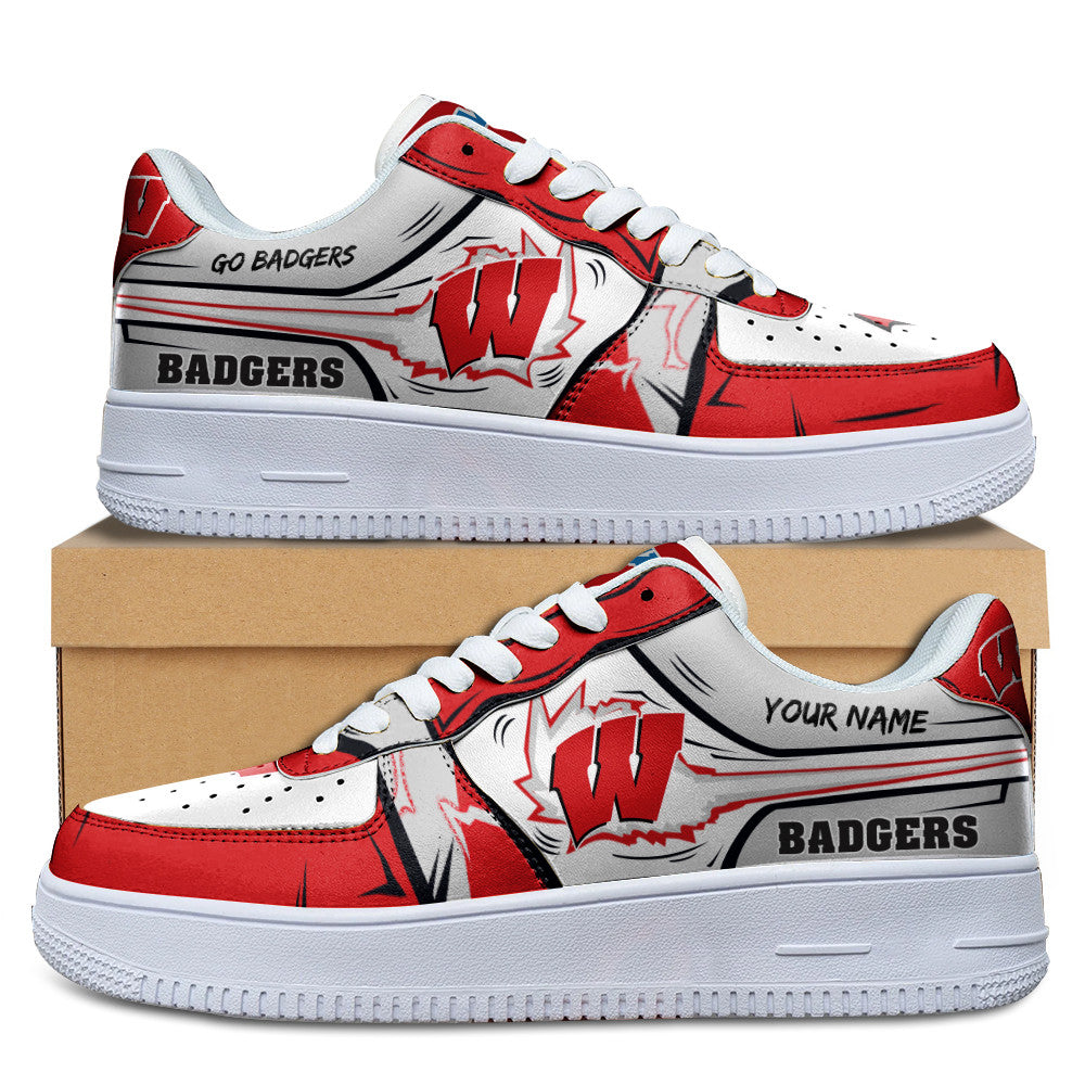 Ideafootwear Wisconsin Badgers Air Low-Top Sneakers Shoes For Men And Women 1