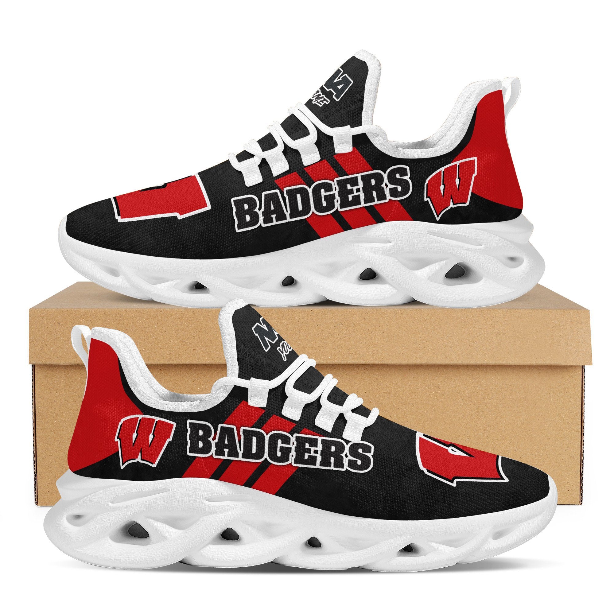 Ideafootwear Wisconsin Badgers Max Soul Shoes Sneakers For Men And Women 5