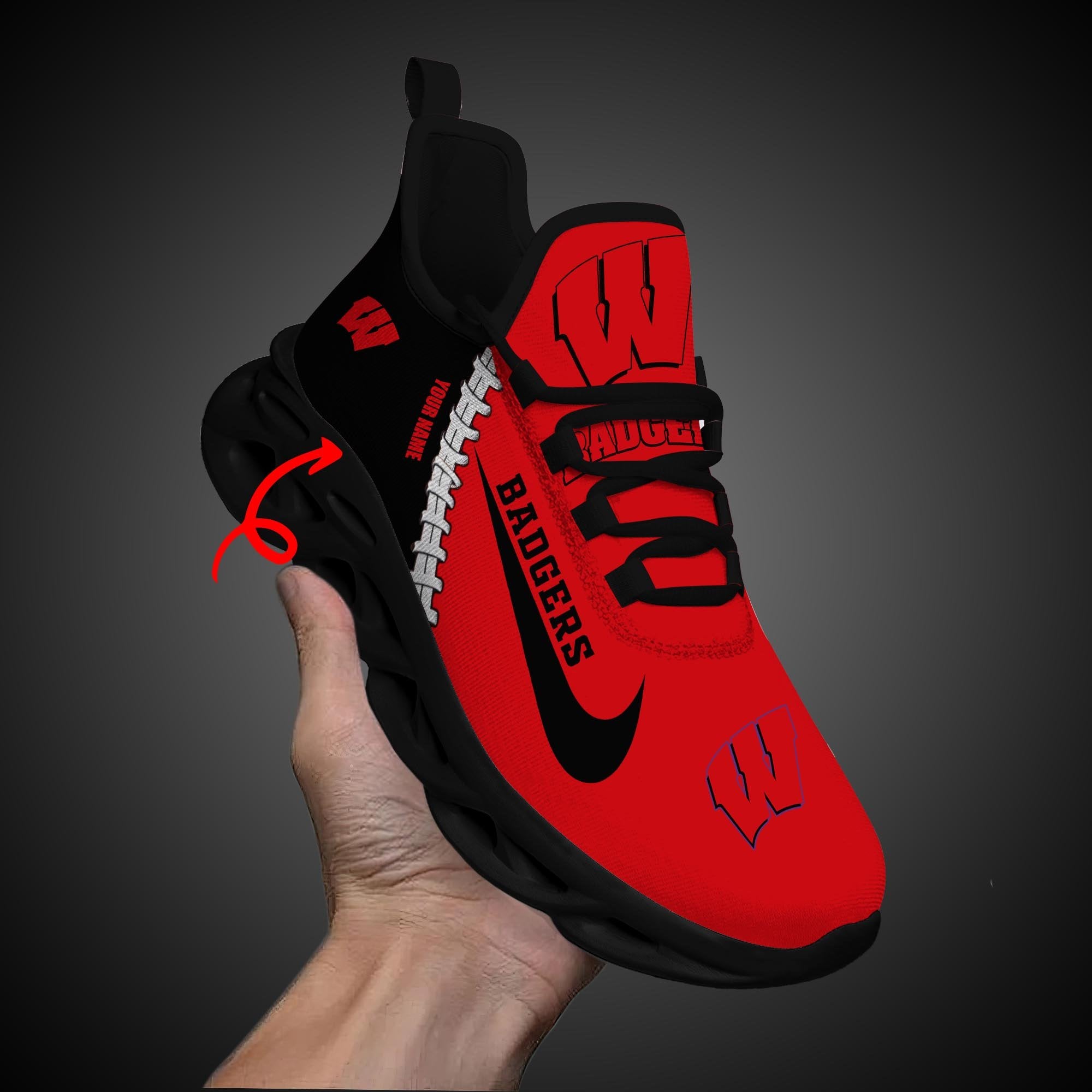 Ideafootwear Wisconsin Badgers Max Soul Shoes Sneakers For Men And Women 2