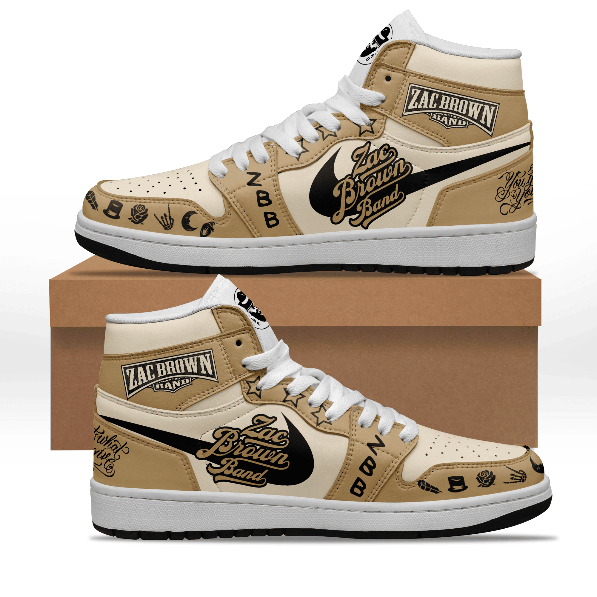 Ideafootwear Zac Brown Band AJ1 High Sneakers Shoes For Men And Women 1