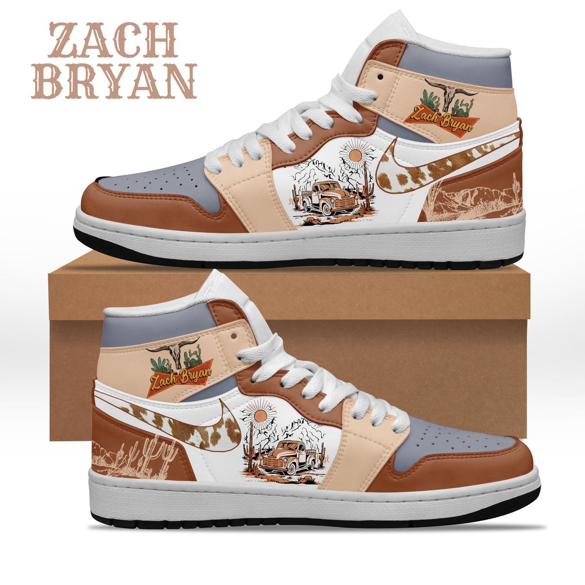Ideafootwear Zach Bryan AJ1 High Sneakers Shoes For Men And Women 4