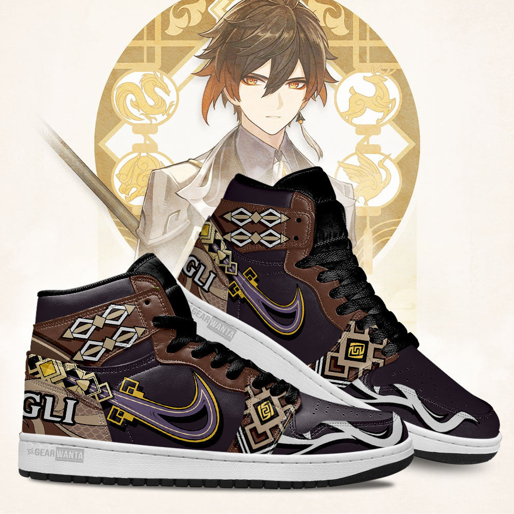 Ideafootwear Zhongli Genshin Impact AJ1 High Sneakers Shoes For Men And Women 3