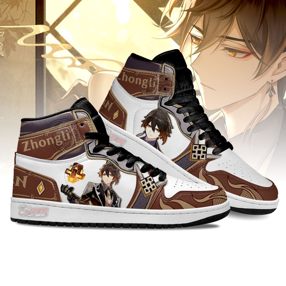 Ideafootwear Zhongli Genshin Impact AJ1 High Sneakers Shoes For Men And Women 2