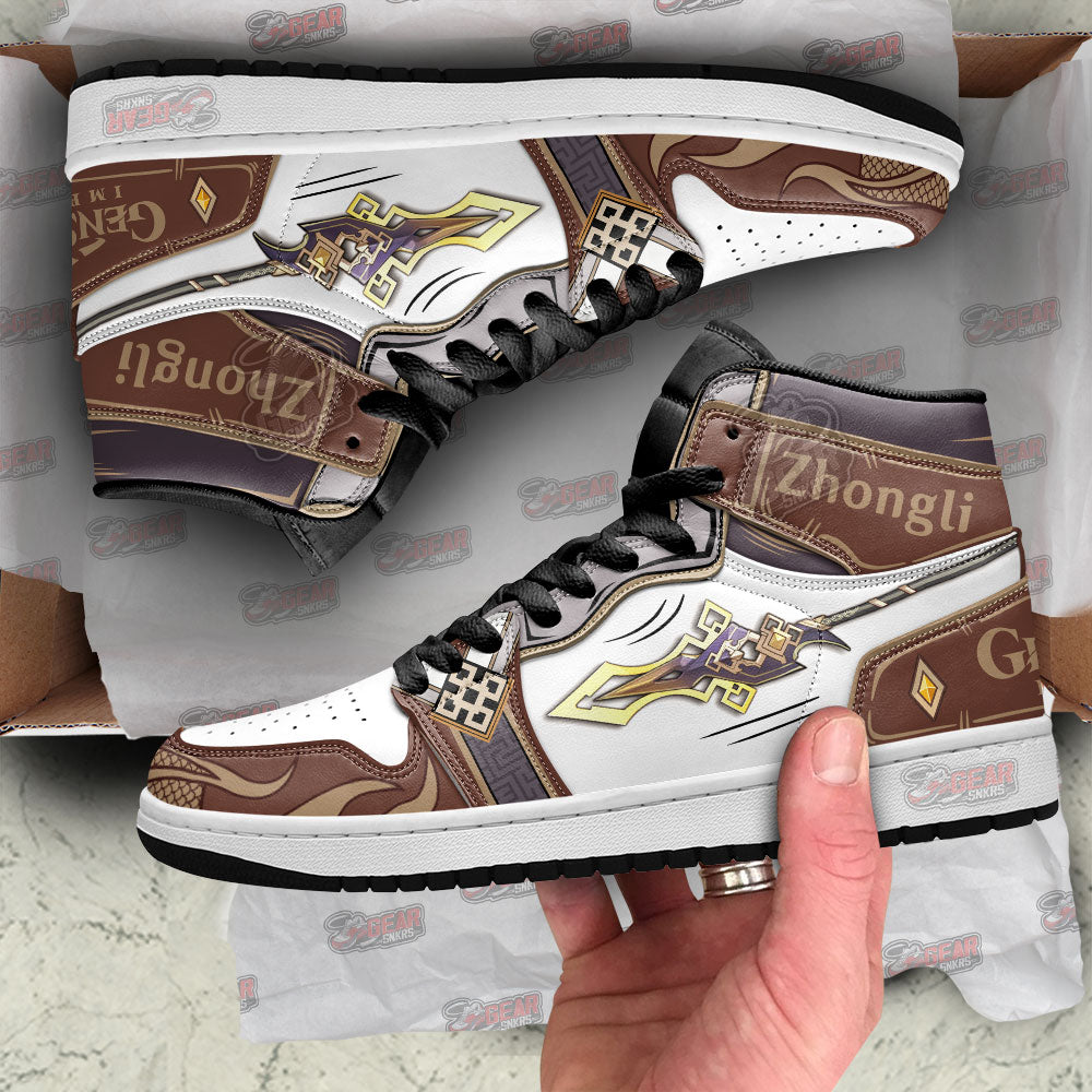 Ideafootwear Zhongli Weapon Genshin Impact AJ1 High Sneakers Shoes For Men And Women 1