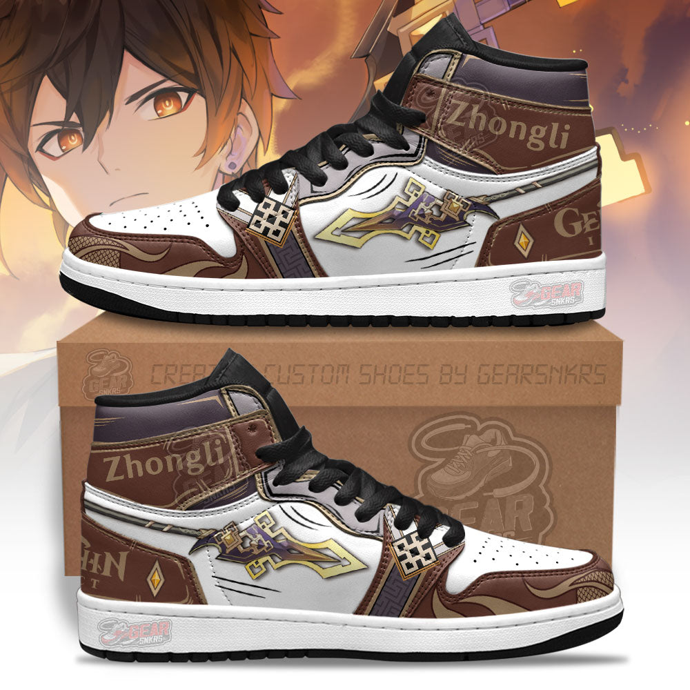 Ideafootwear Zhongli Weapon Genshin Impact AJ1 High Sneakers Shoes For Men And Women 1