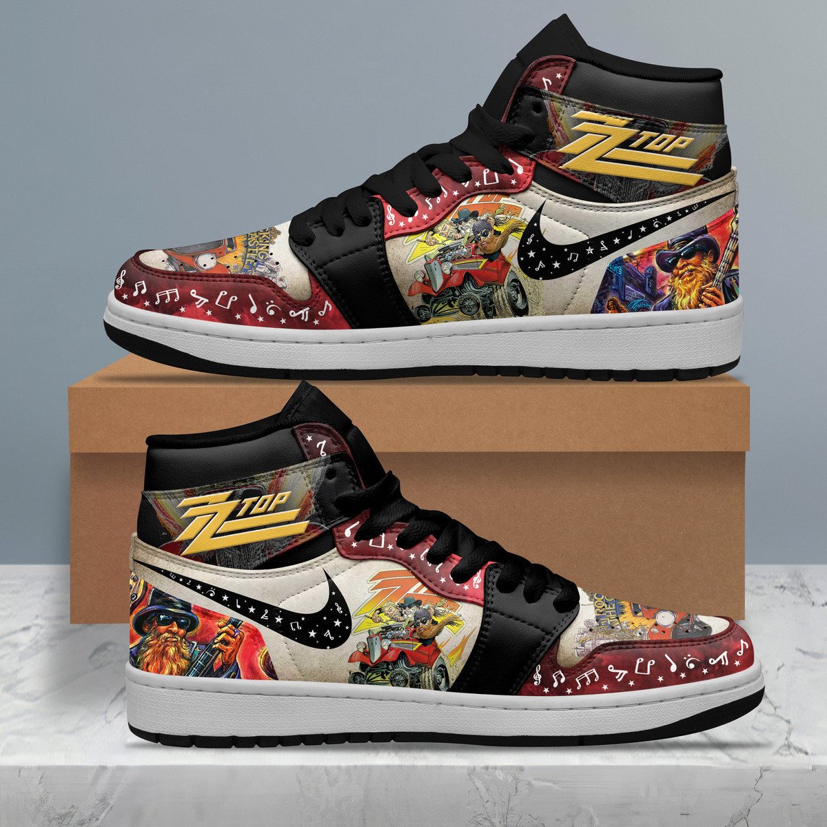 Ideafootwear ZZ Top AJ1 High Sneakers Shoes For Men And Women 1