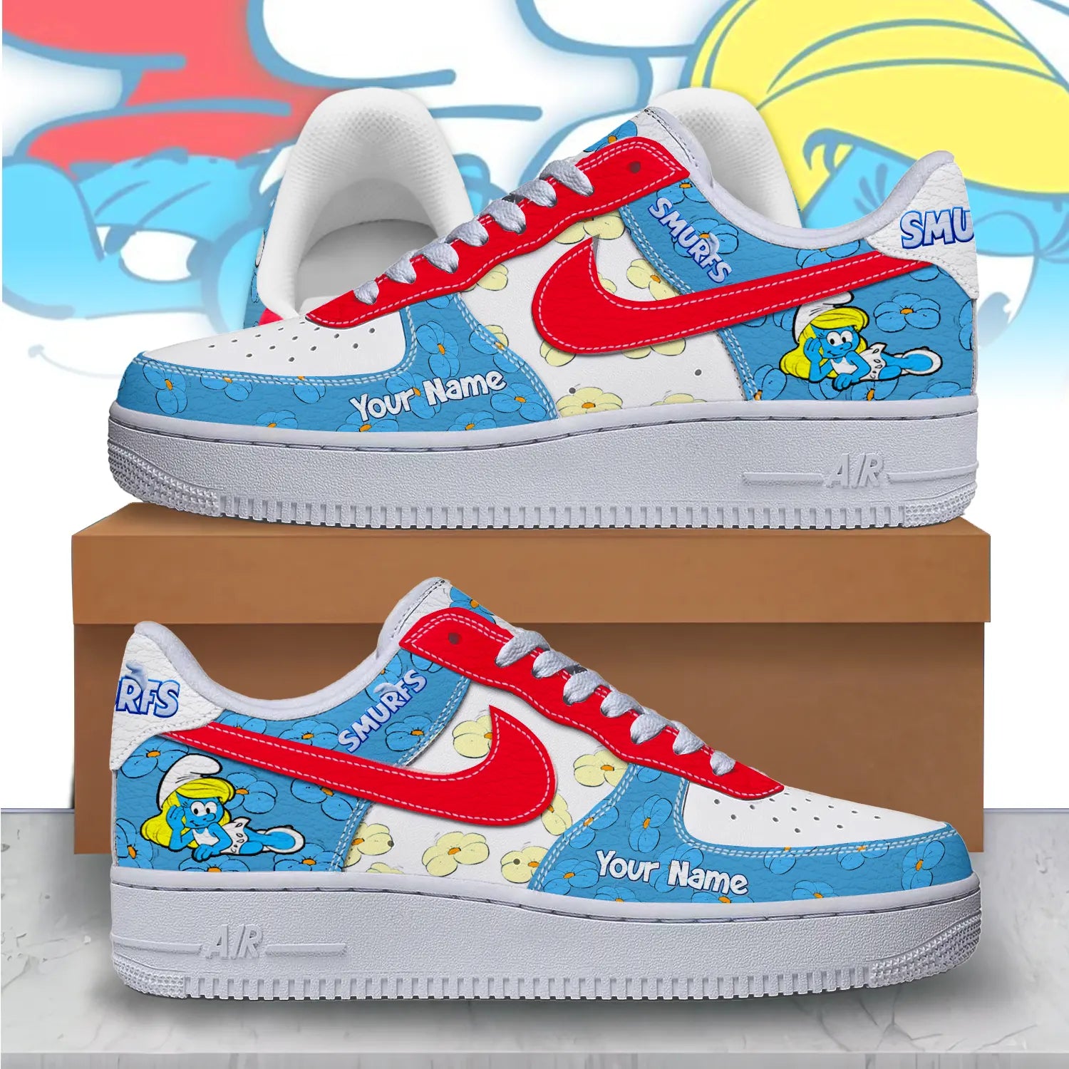 Ideafootwear Smurfs Air Low-Top Sneakers Shoes For Men And Women 1