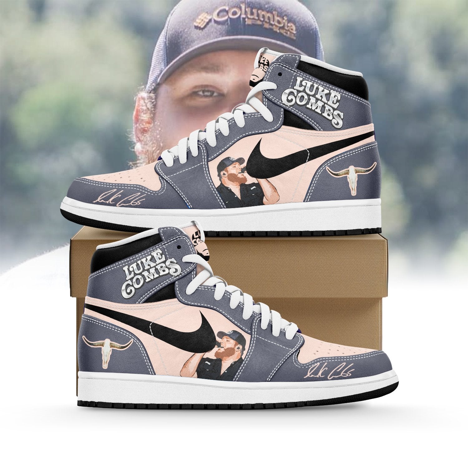 Ideafootwear Luke Combs AJ1 High Sneakers Shoes For Men And Women 1