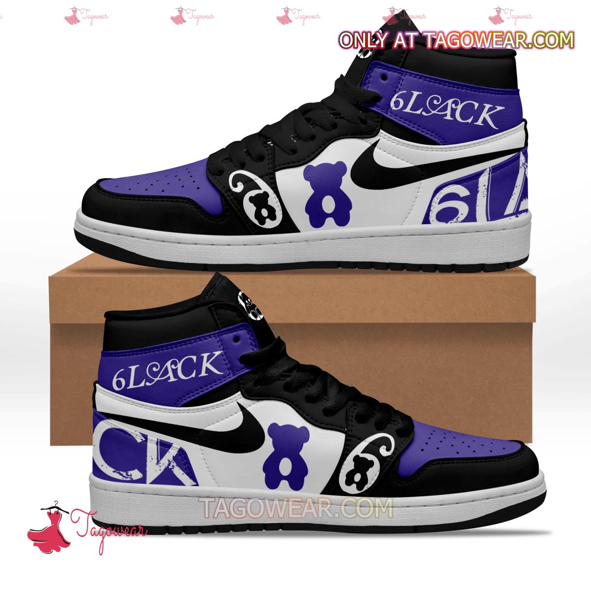Ideafootwear 6lack Bear AJ1 High Sneakers Shoes For Men And Women