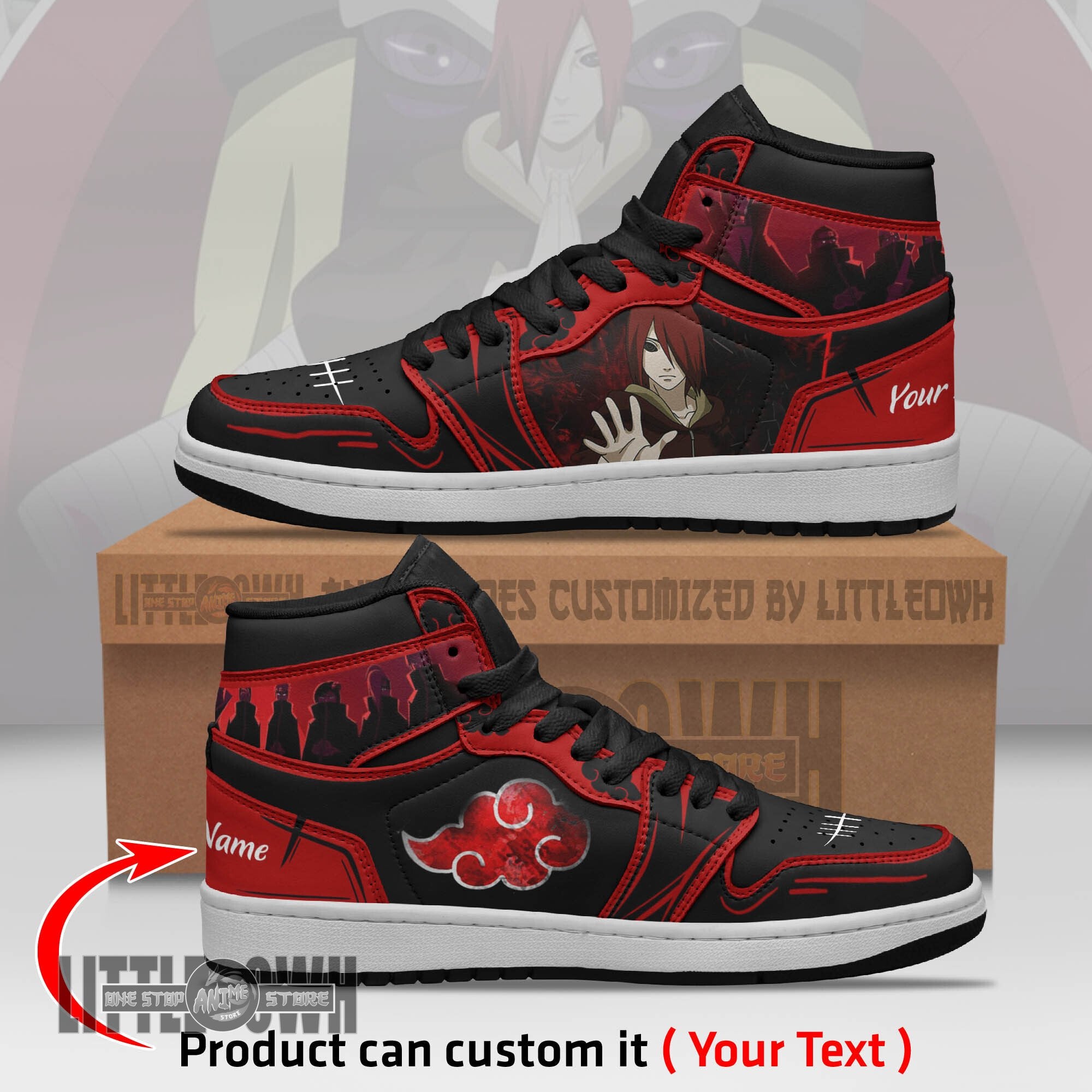 Ideafootwear Akatsuki Nagato AJ1 High Sneakers Shoes For Men And Women
