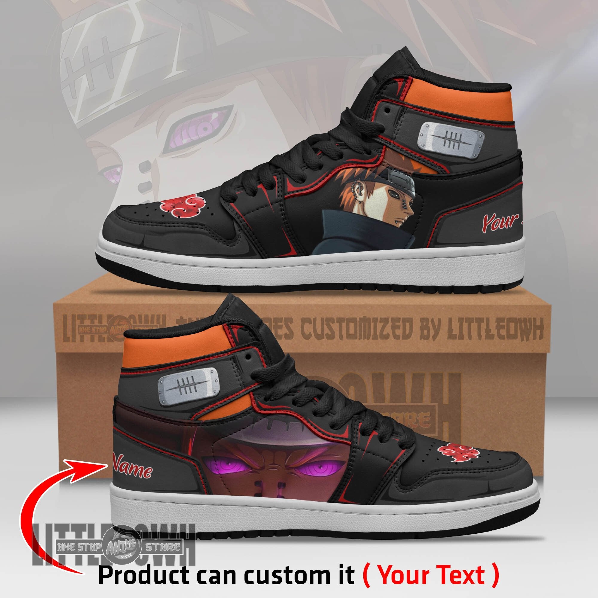 Ideafootwear Akatsuki Pain AJ1 High Sneakers Shoes For Men And Women
