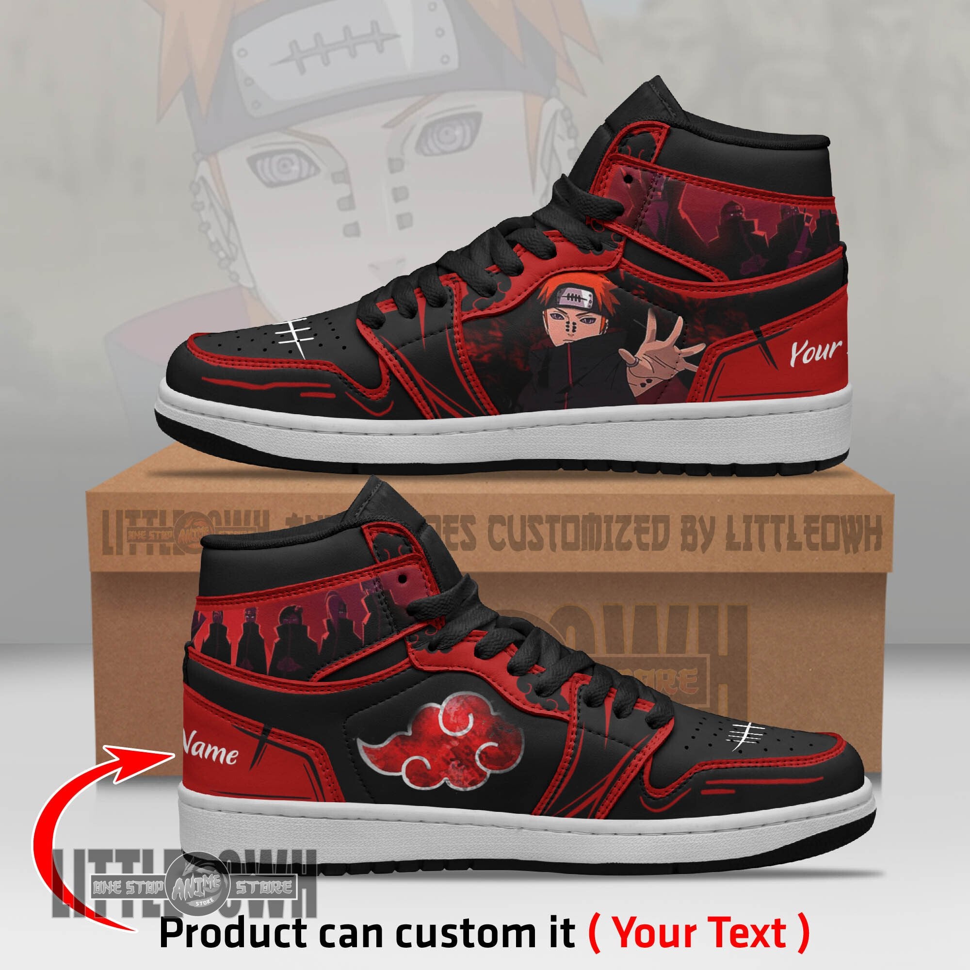 Ideafootwear Akatsuki Pain AJ1 High Sneakers Shoes For Men And Women