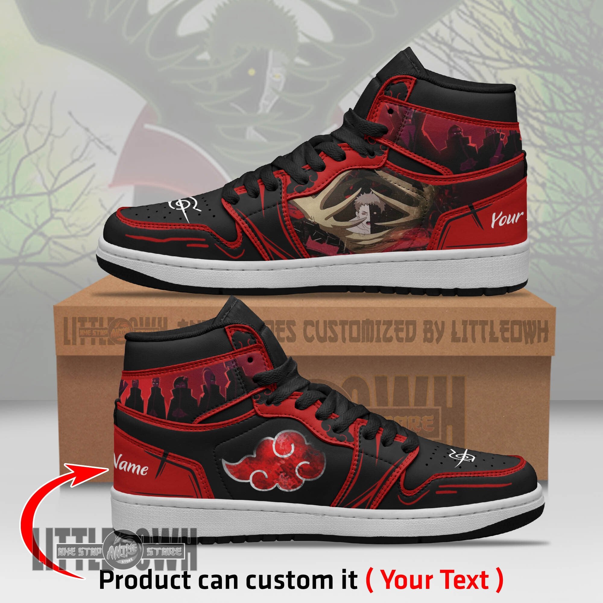 Ideafootwear Akatsuki Zetsu AJ1 High Sneakers Shoes For Men And Women