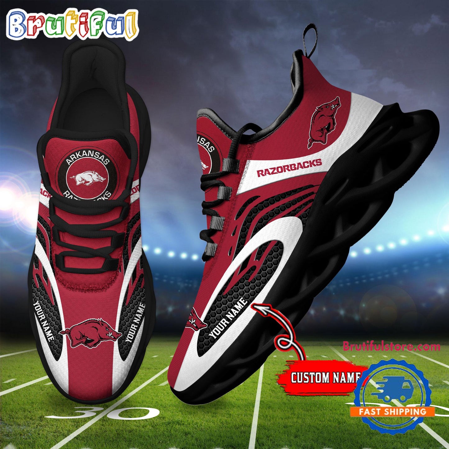 Ideafootwear Arkansas Razorbacks Max Soul Shoes Sneakers For Men And Women