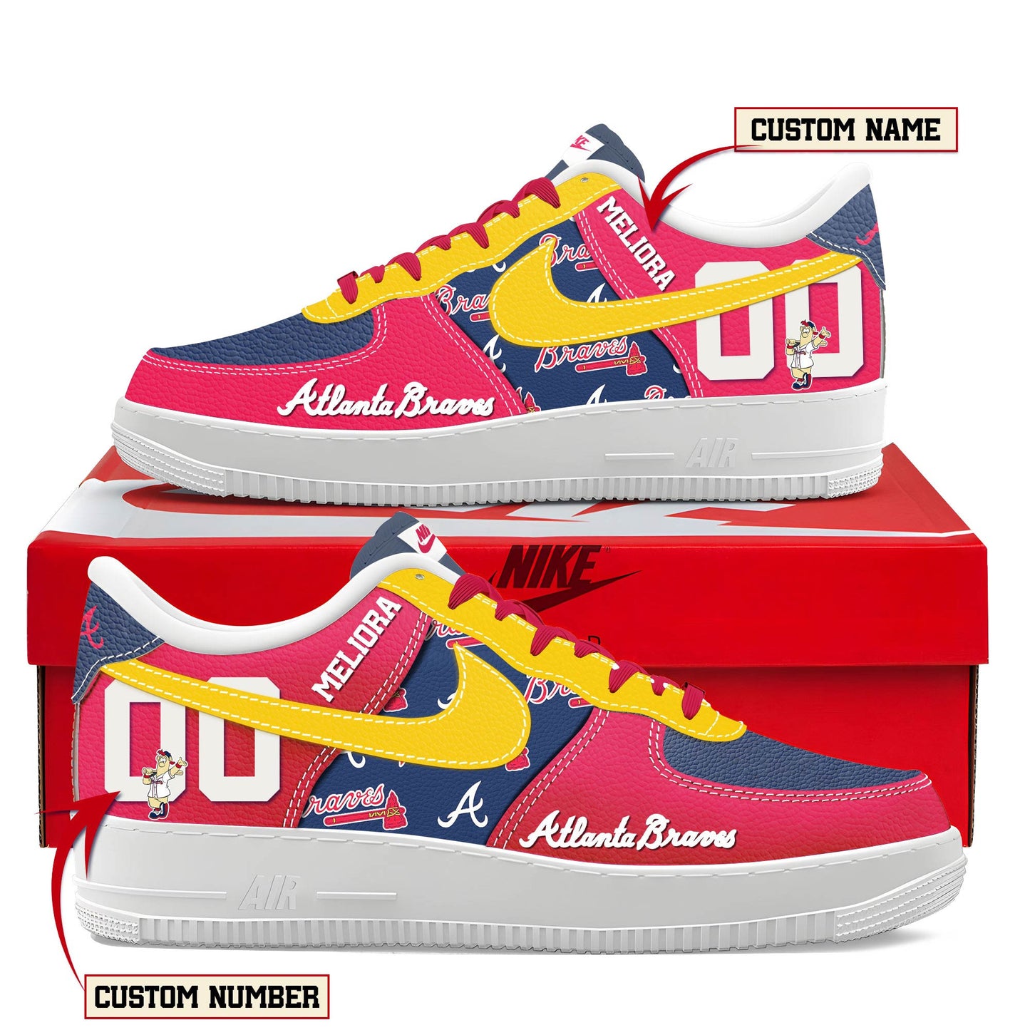 Ideafootwear Atlanta Braves Air Low-Top Sneakers Shoes For Men And Women 1