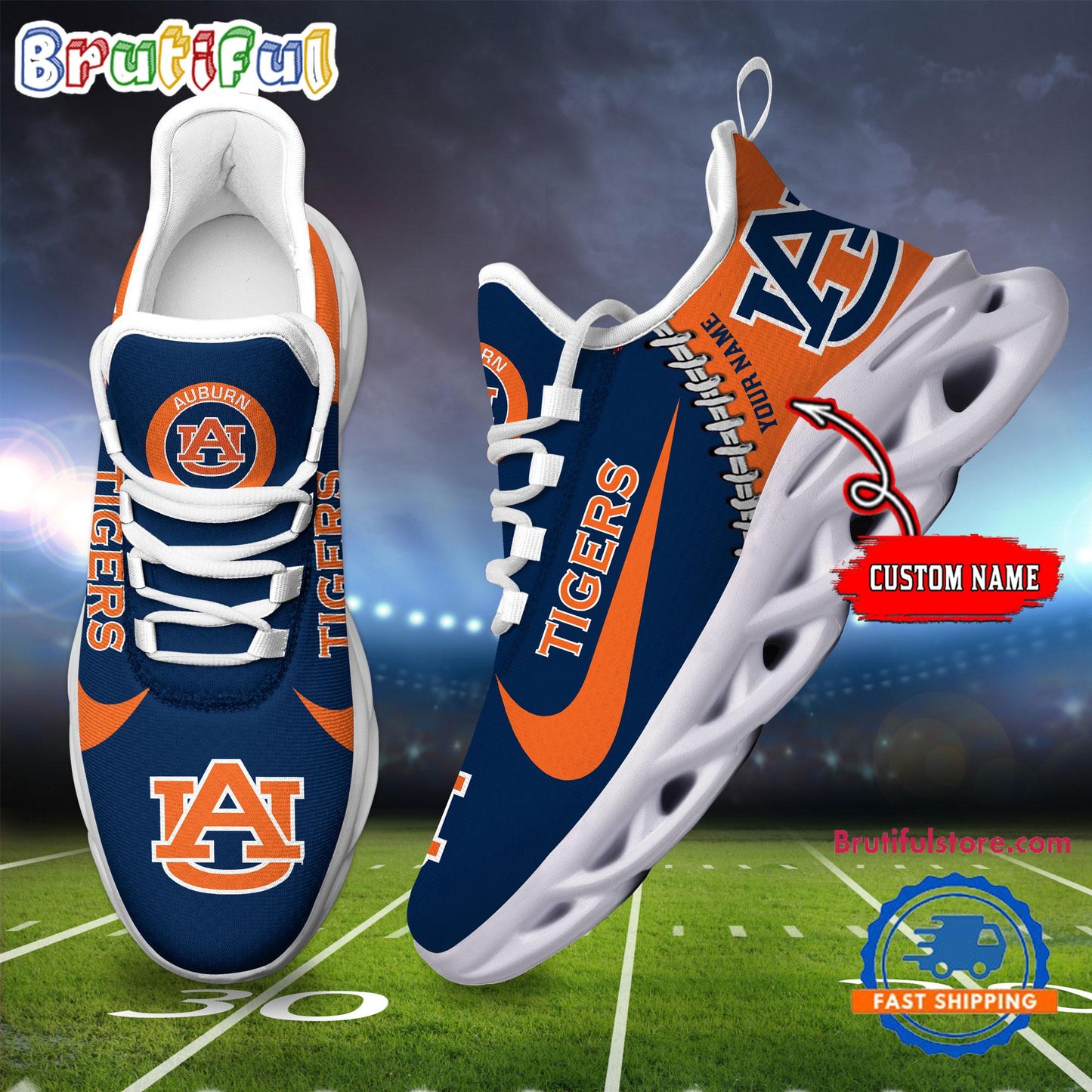 Ideafootwear Auburn Tigers Max Soul Shoes Sneakers For Men And Women
