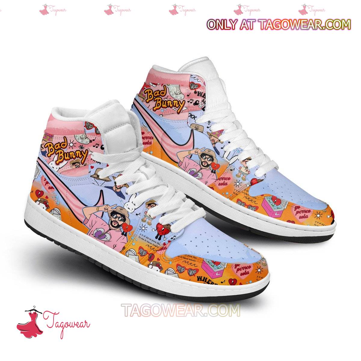 Ideafootwear Bad Bunny AJ1 High Sneakers Shoes For Men And Women