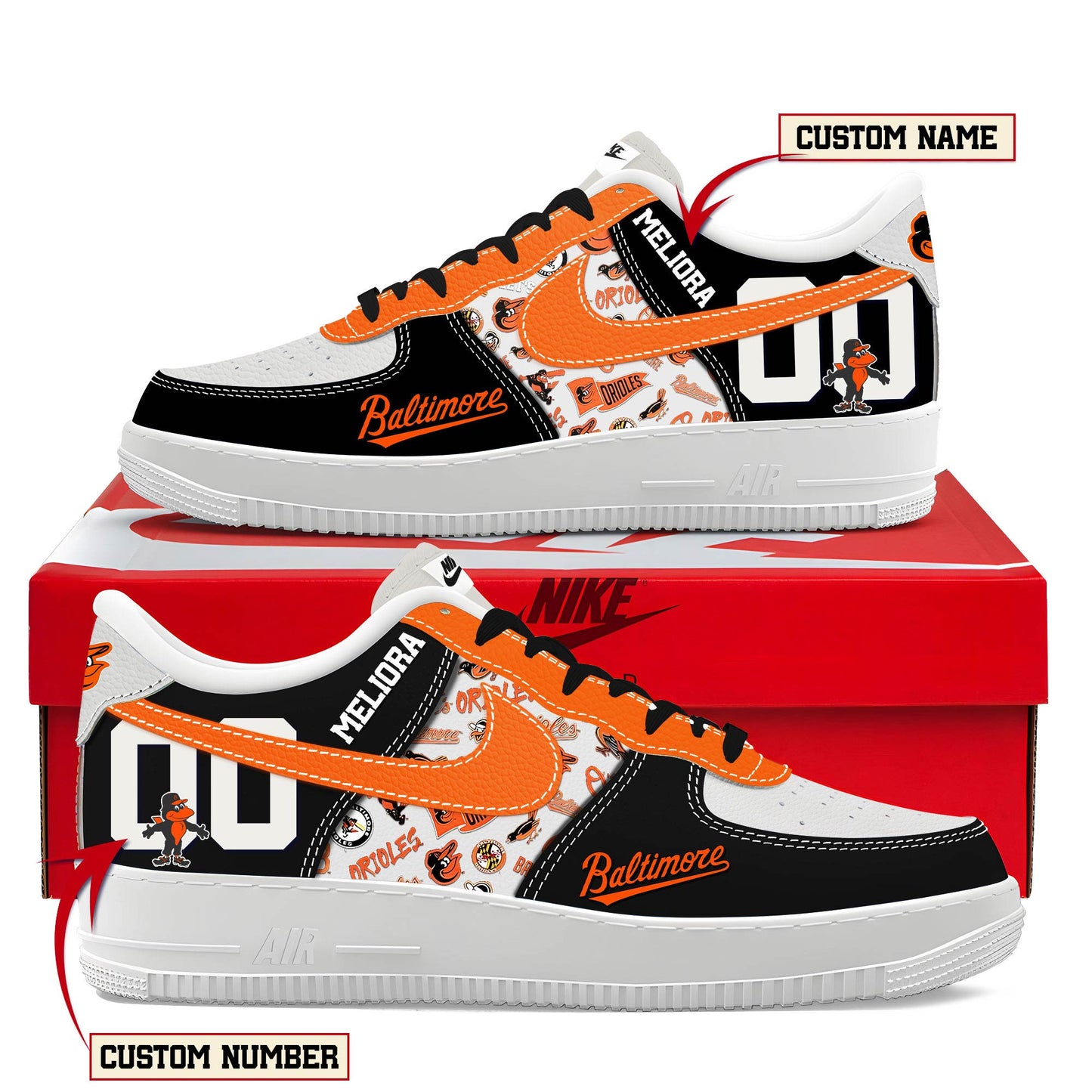 Ideafootwear Baltimore Orioles Air Low-Top Sneakers Shoes For Men And Women 1