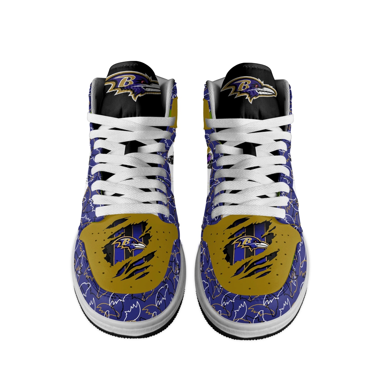 Ideafootwear Baltimore Ravens AJ1 High Sneakers Shoes For Men And Women