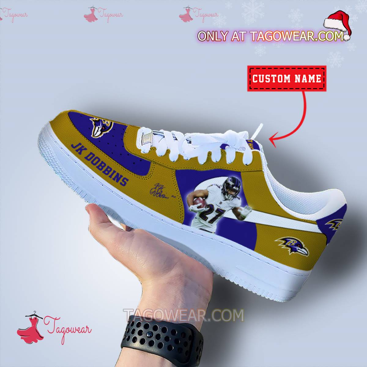 Ideafootwear Baltimore Ravens JK Dobbins Signature Air Low-Top Sneakers Shoes For Men And Women 2