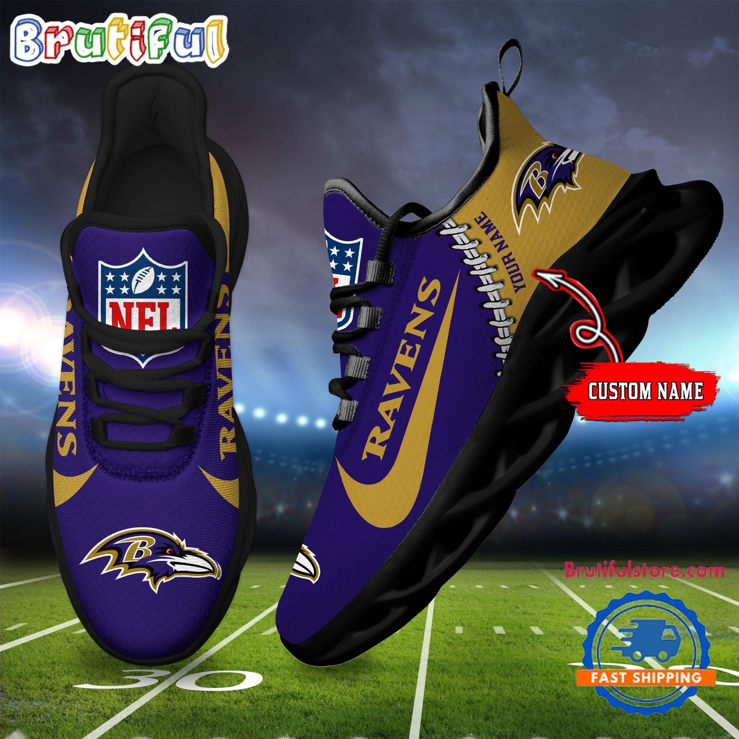 Ideafootwear Baltimore Ravens Max Soul Shoes Sneakers For Men And Women