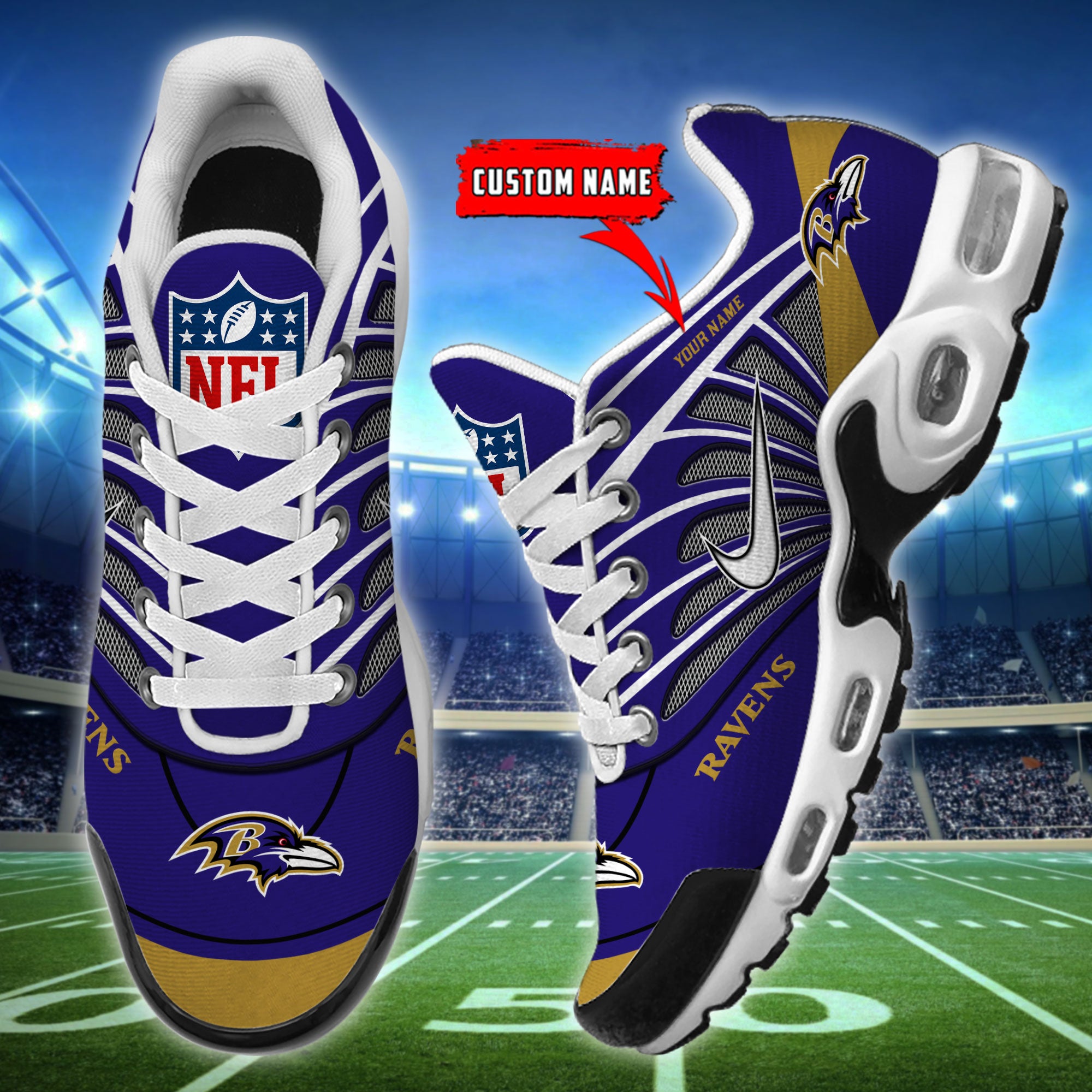 Ideafootwear Baltimore Ravens TN Shoes Sneakers For Men And Women