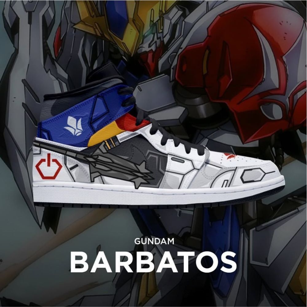 Ideafootwear Barbatos Gundam AJ1 High Sneakers Shoes For Men And Women