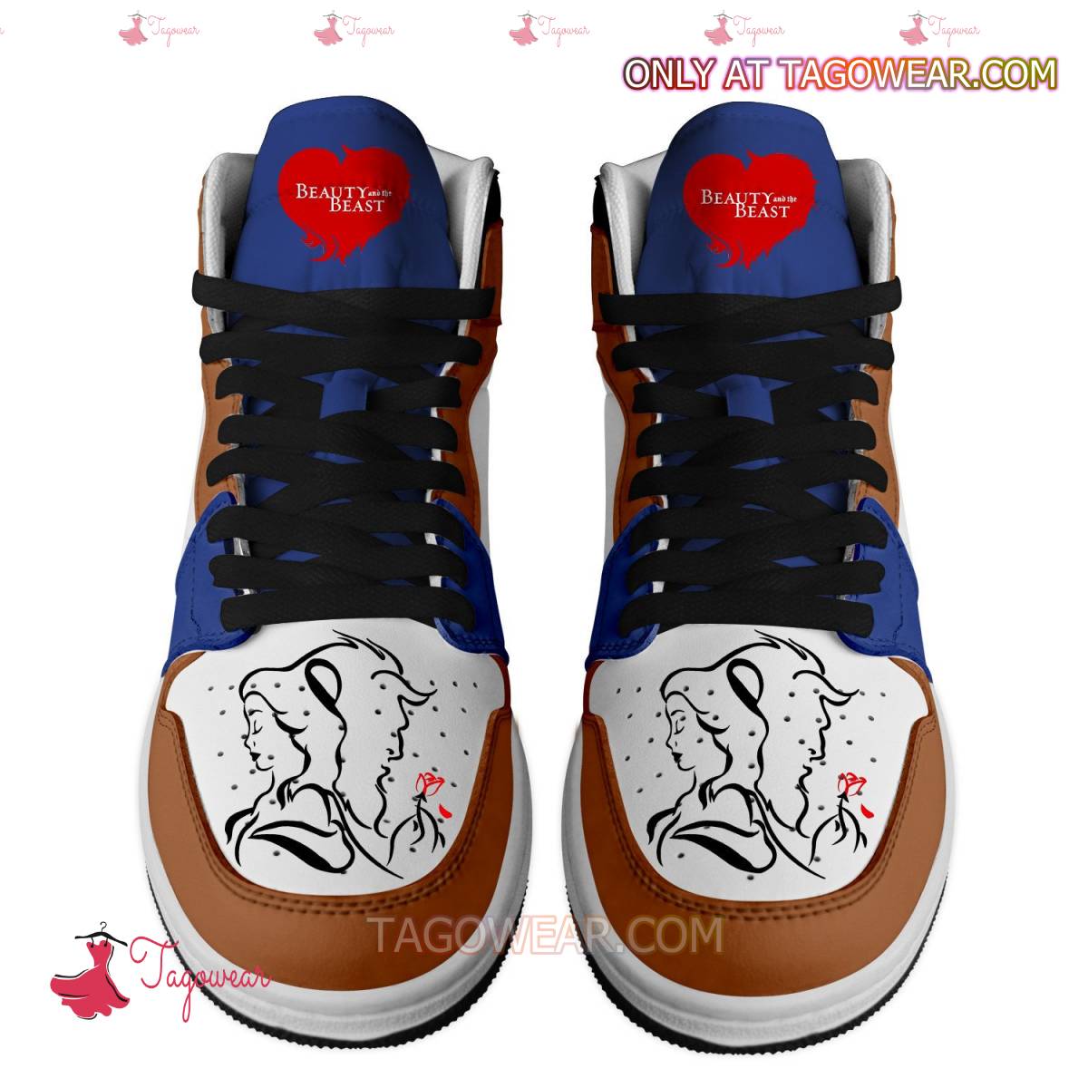 Ideafootwear Beauty And The Beast AJ1 High Sneakers Shoes For Men And Women