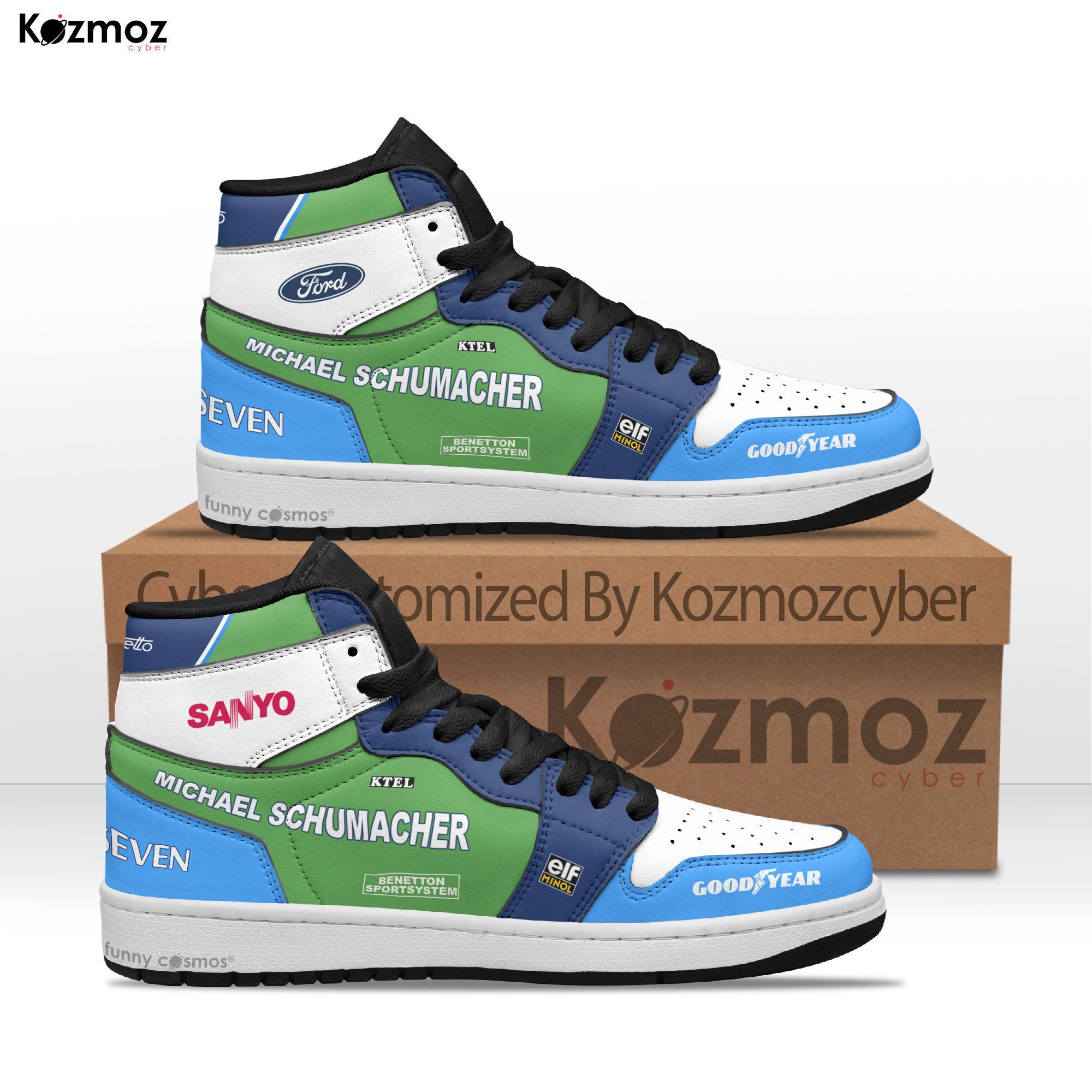 Ideafootwear Benetton Michael Schumacher AJ1 High Sneakers Shoes For Men And Women