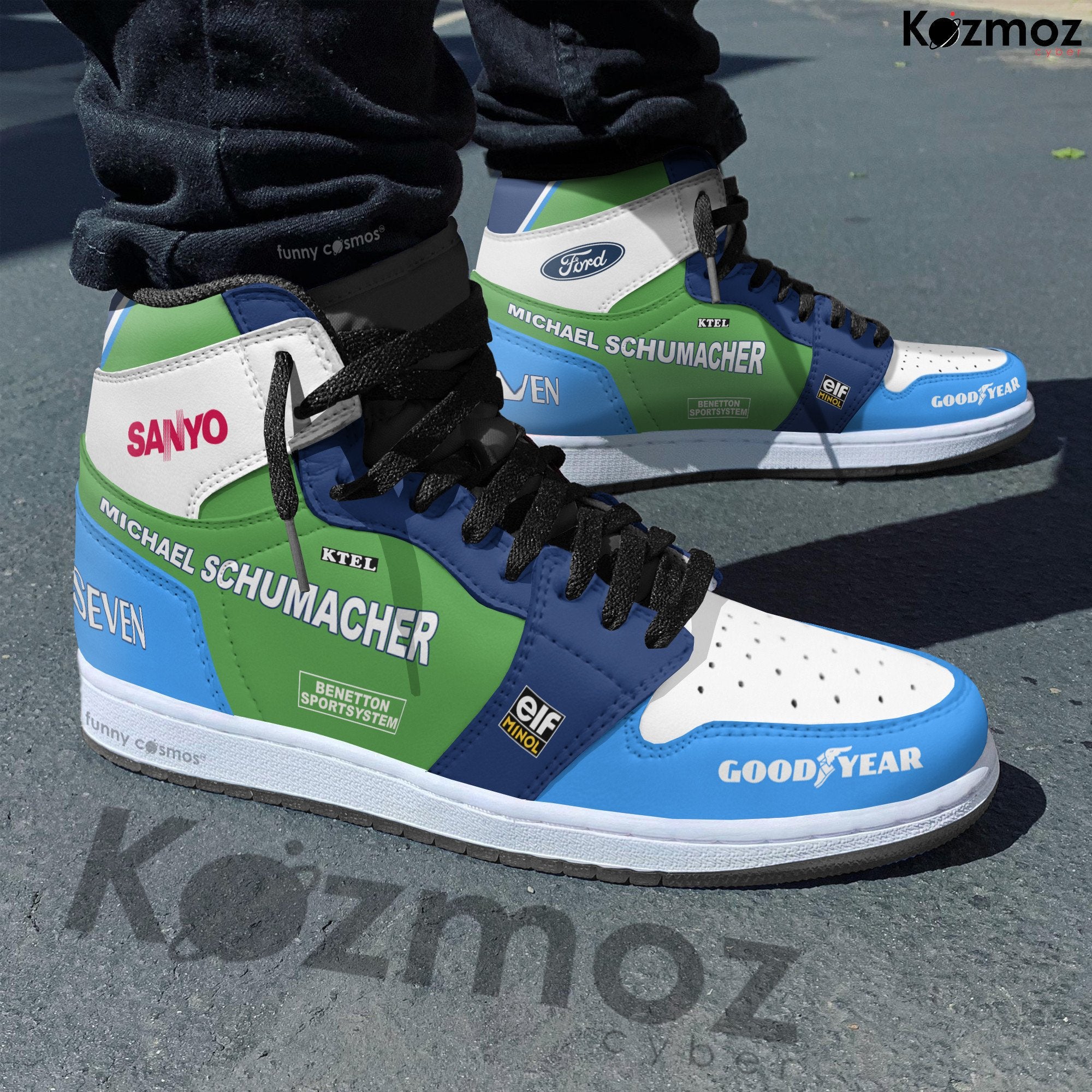 Ideafootwear Benetton Michael Schumacher AJ1 High Sneakers Shoes For Men And Women