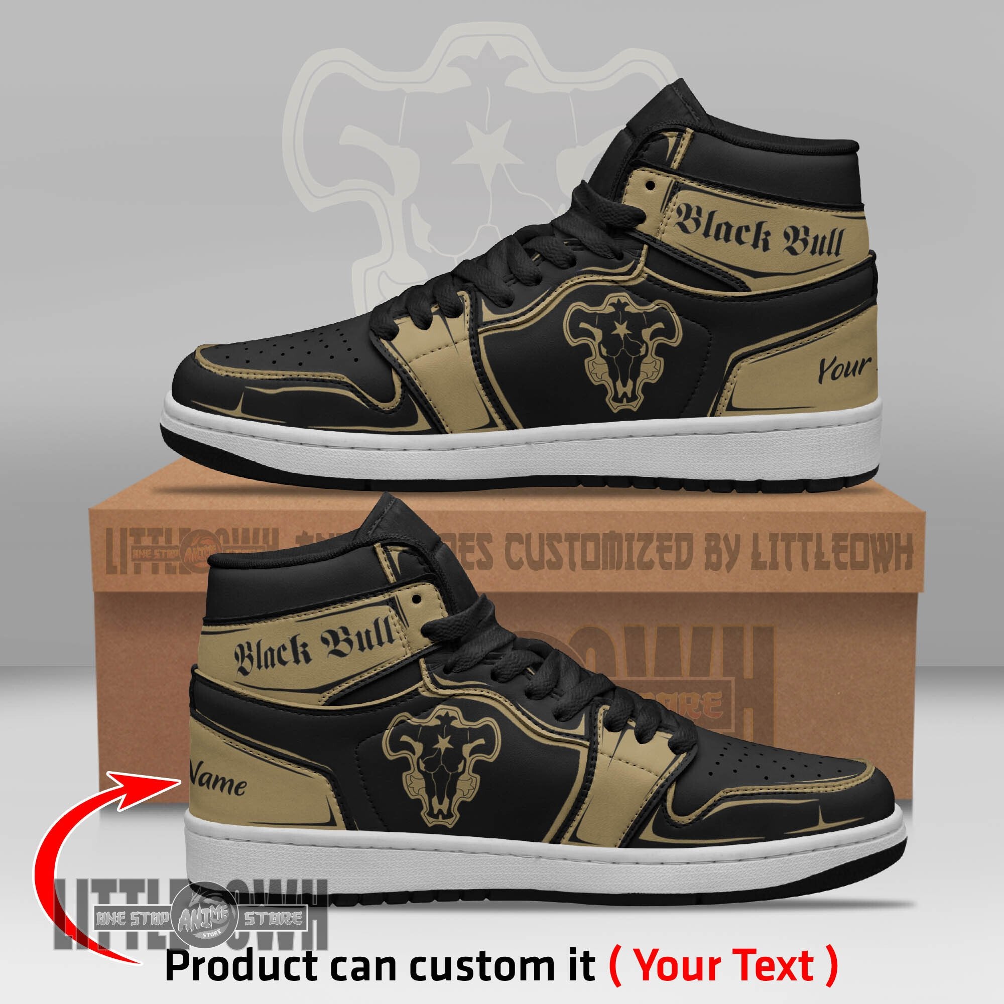 Ideafootwear Black Bull AJ1 High Sneakers Shoes For Men And Women