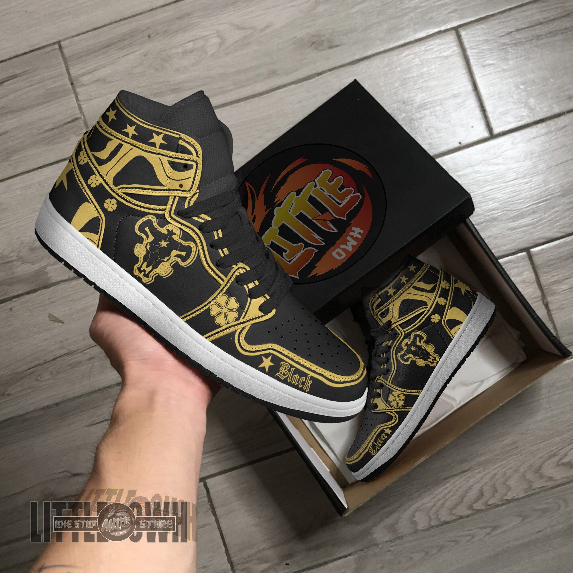 Ideafootwear Black Clover AJ1 High Sneakers Shoes For Men And Women