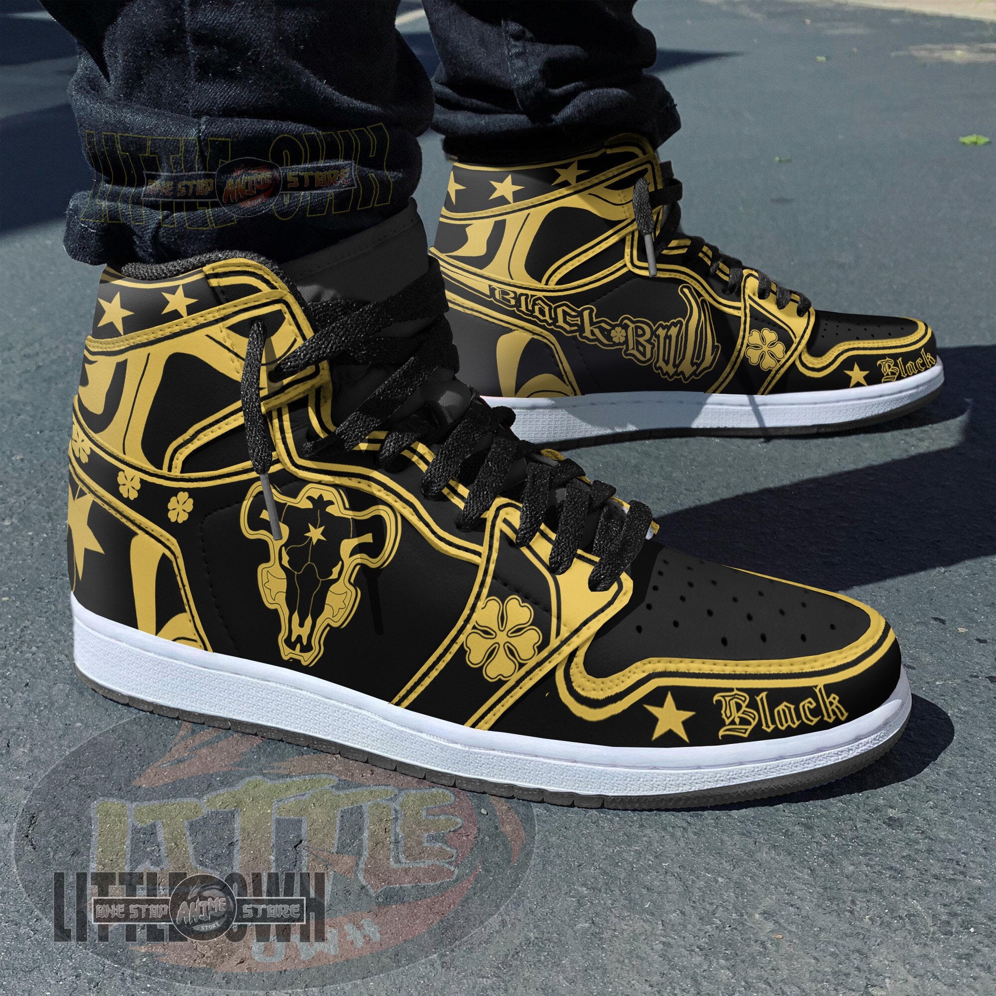 Ideafootwear Black Clover AJ1 High Sneakers Shoes For Men And Women