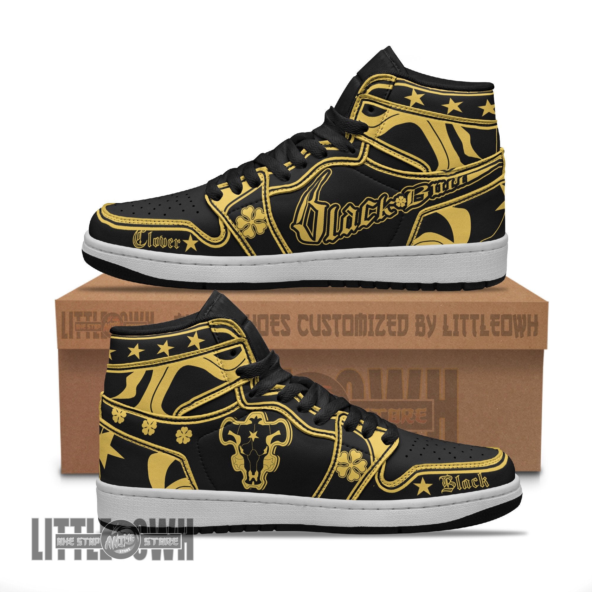 Ideafootwear Black Clover AJ1 High Sneakers Shoes For Men And Women
