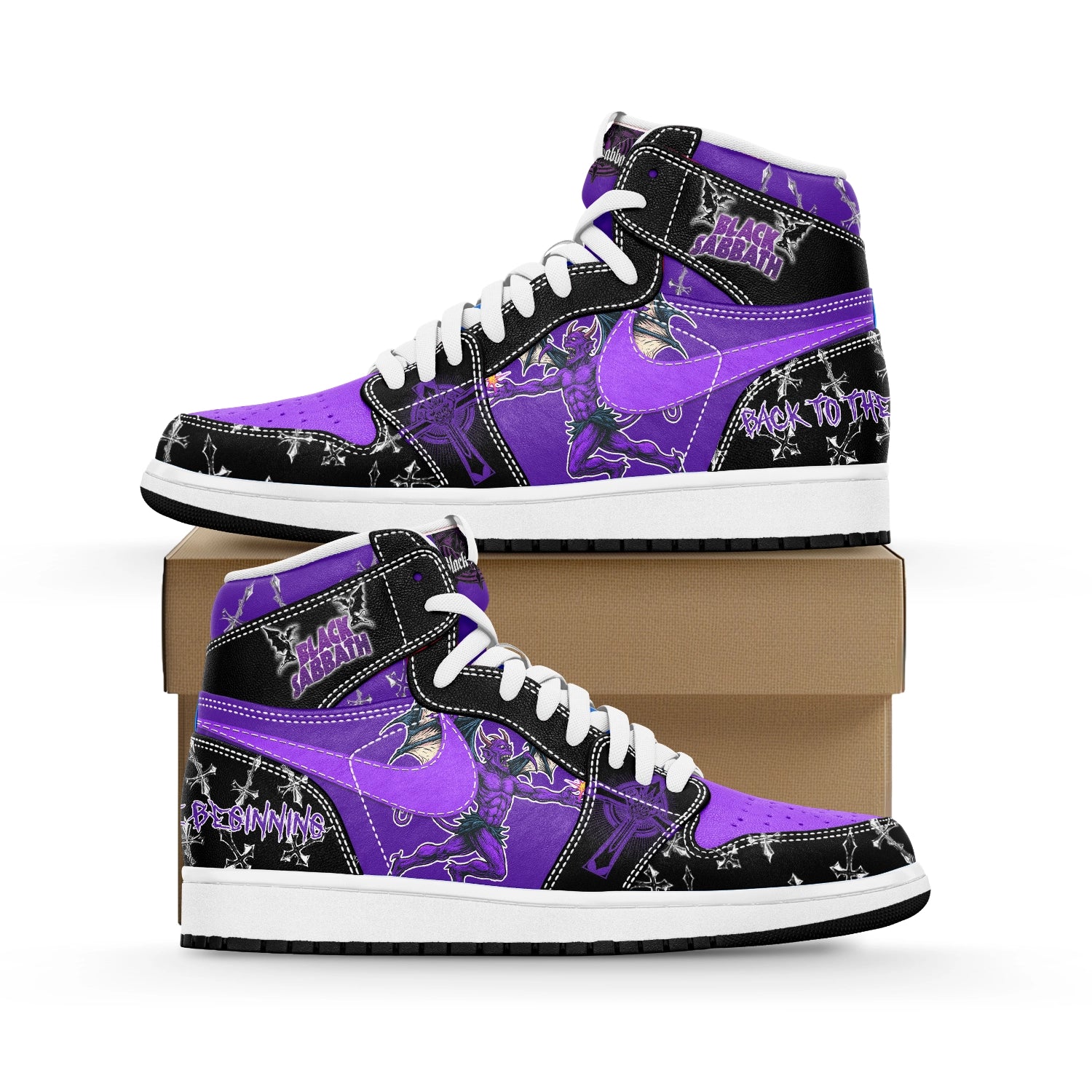 Ideafootwear Black Sabbath AJ1 High Sneakers Shoes For Men And Women