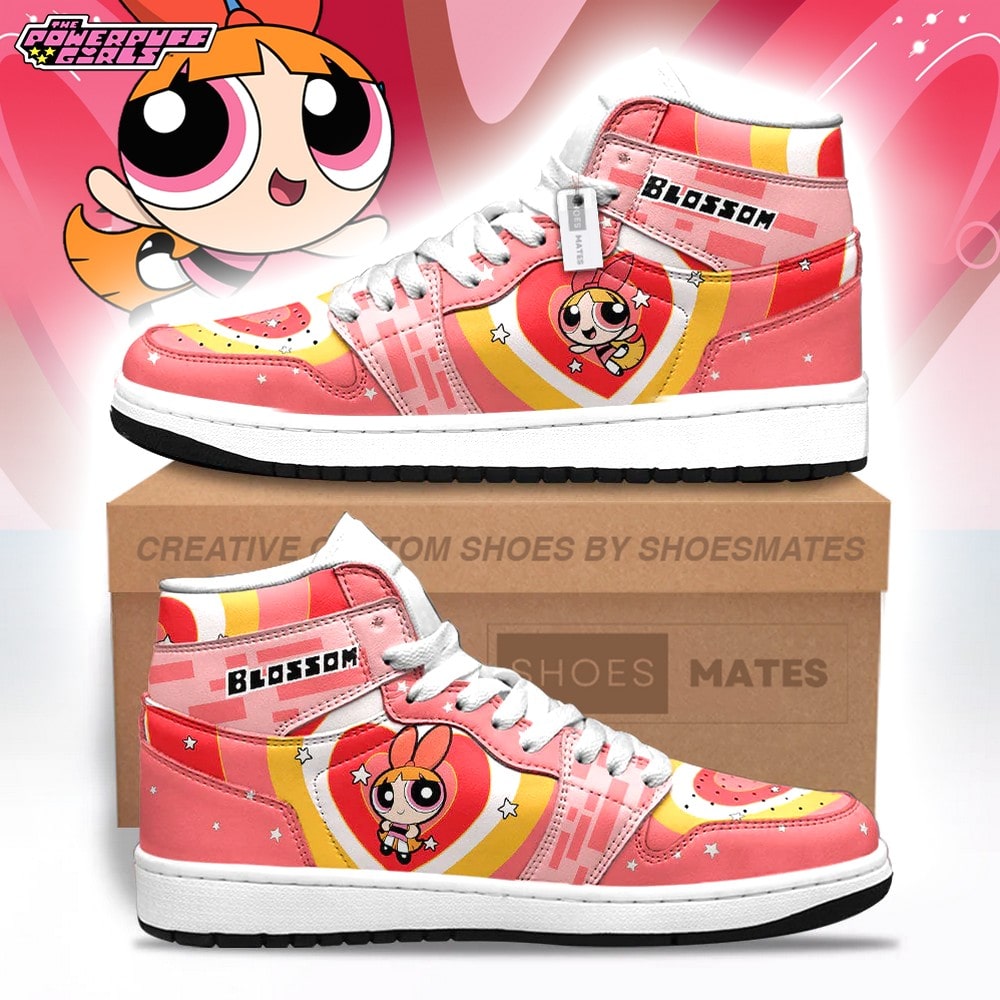 Ideafootwear Blossom The Powerpuff Girls AJ1 High Sneakers Shoes For Men And Women