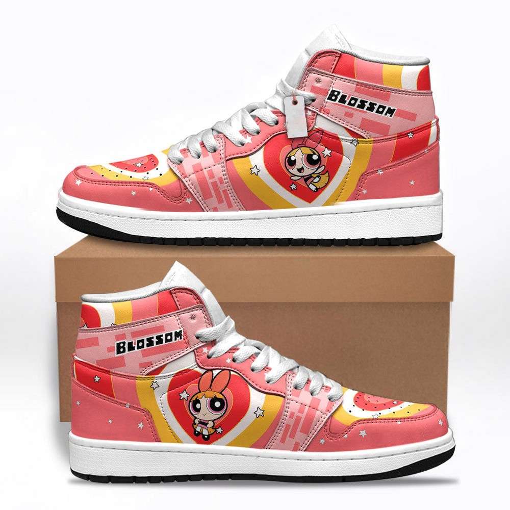 Ideafootwear Blossom The Powerpuff Girls AJ1 High Sneakers Shoes For Men And Women