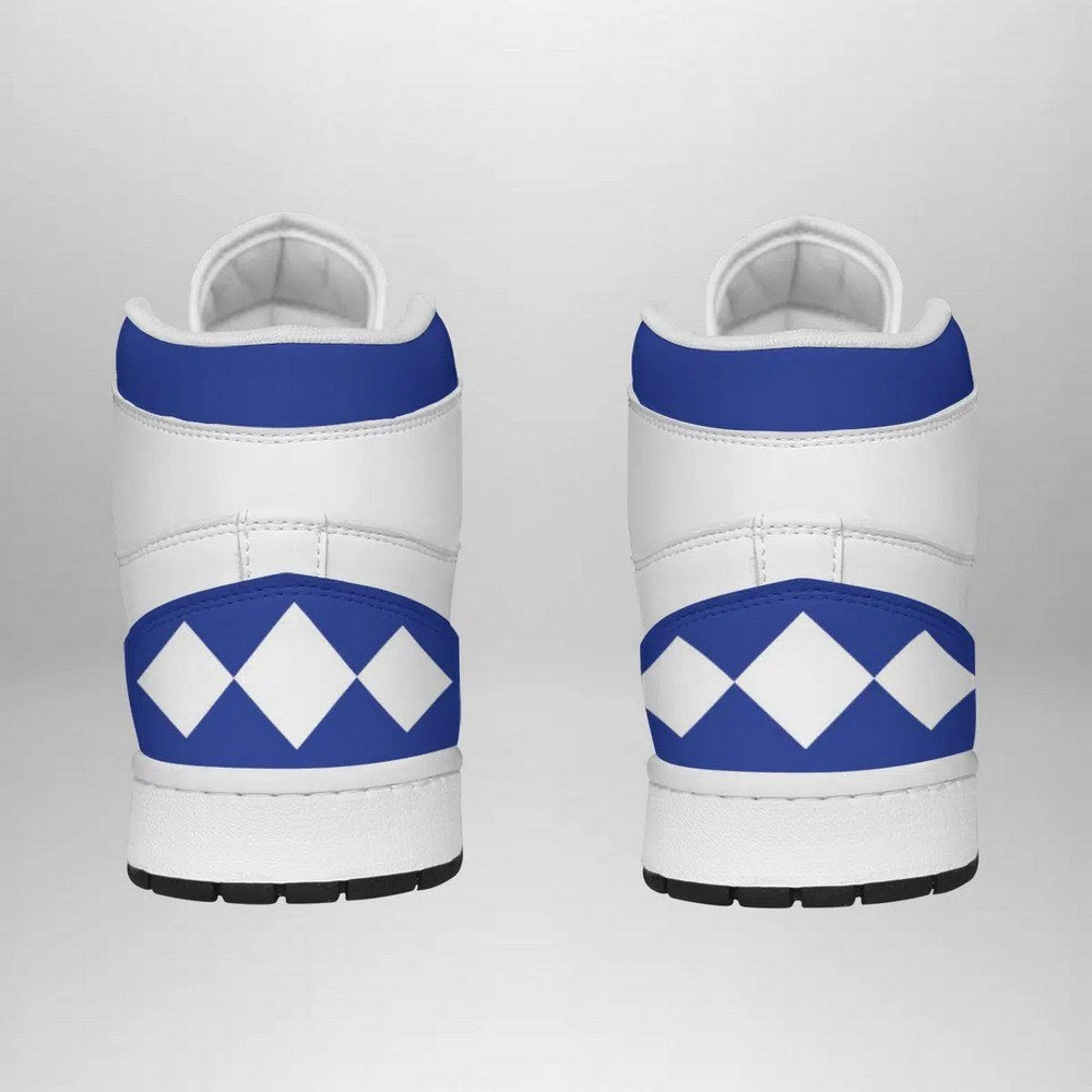 Ideafootwear Blue Ranger Mighty Morphin AJ1 High Sneakers Shoes For Men And Women