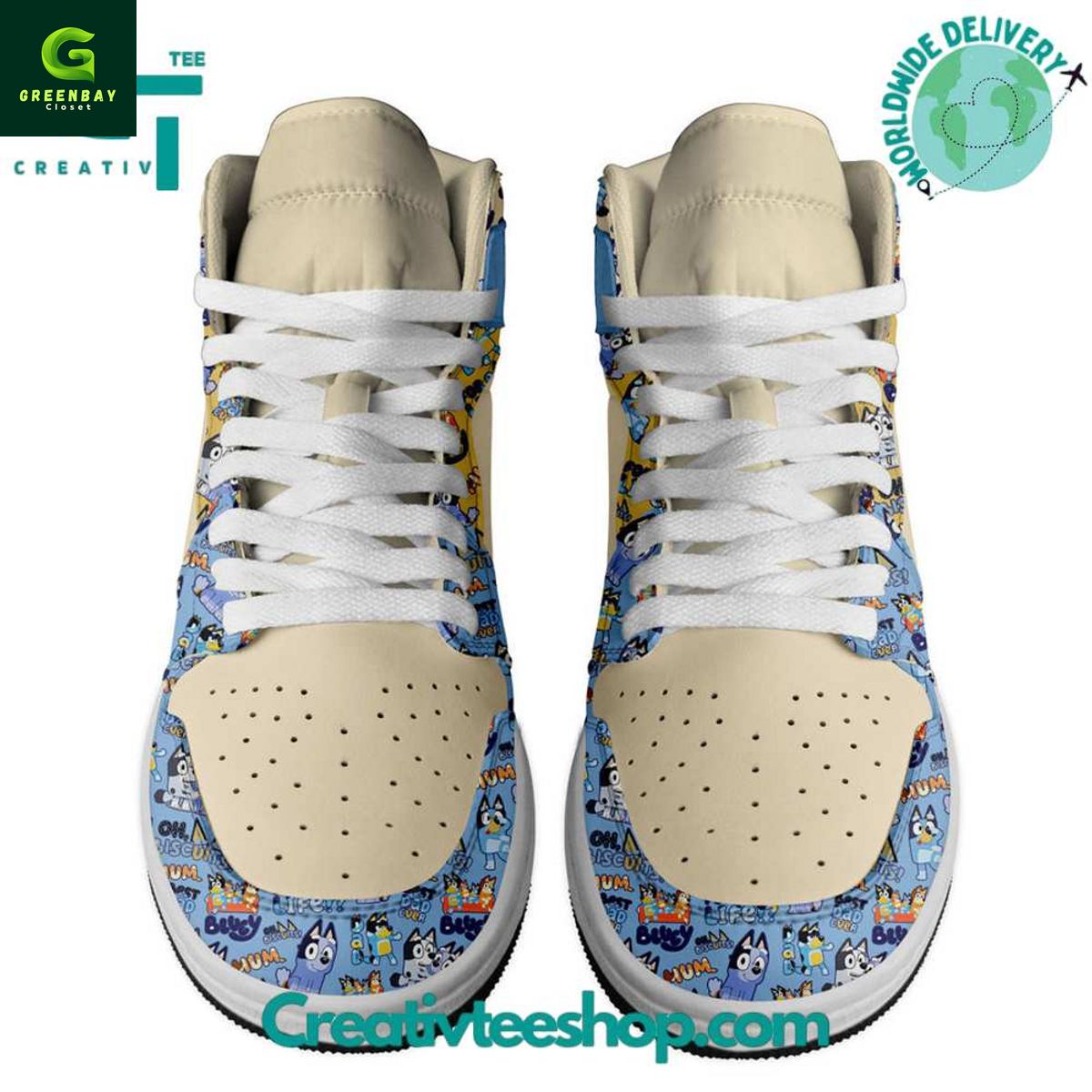 Ideafootwear Bluey AJ1 High Sneakers Shoes For Men And Women