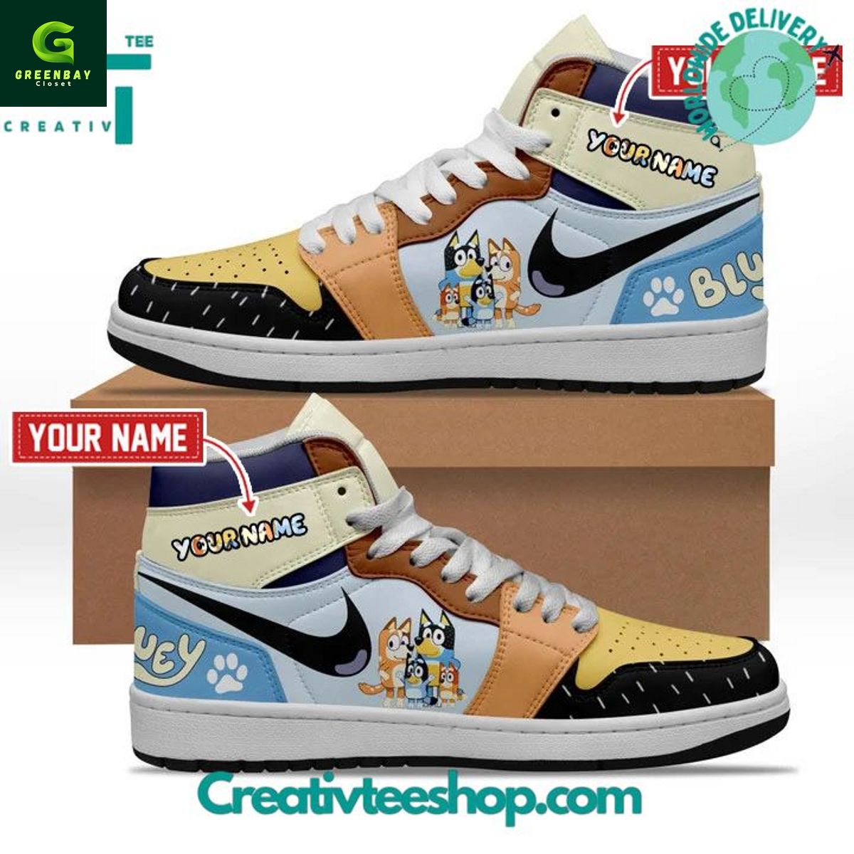 Ideafootwear Bluey AJ1 High Sneakers Shoes For Men And Women