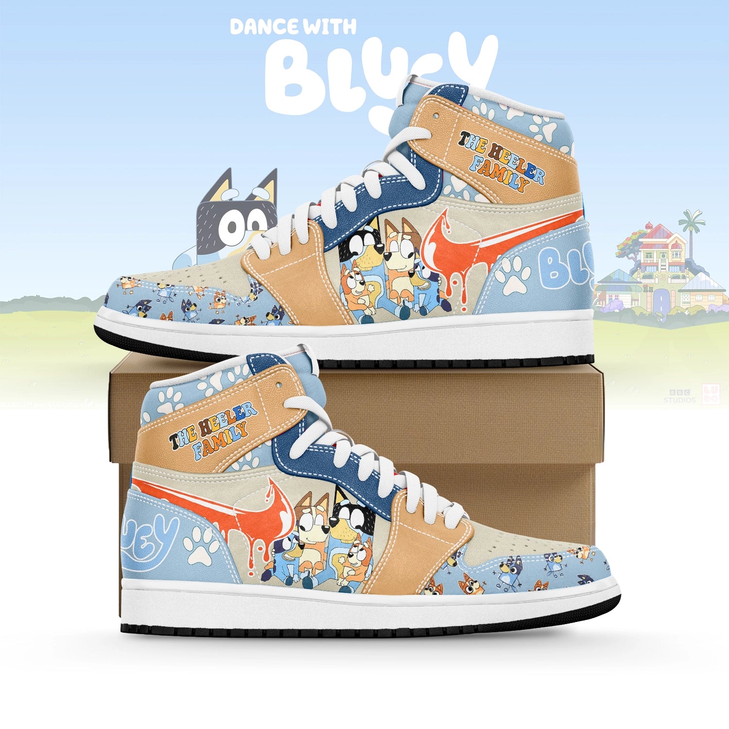 Ideafootwear Bluey AJ1 High Sneakers Shoes For Men And Women