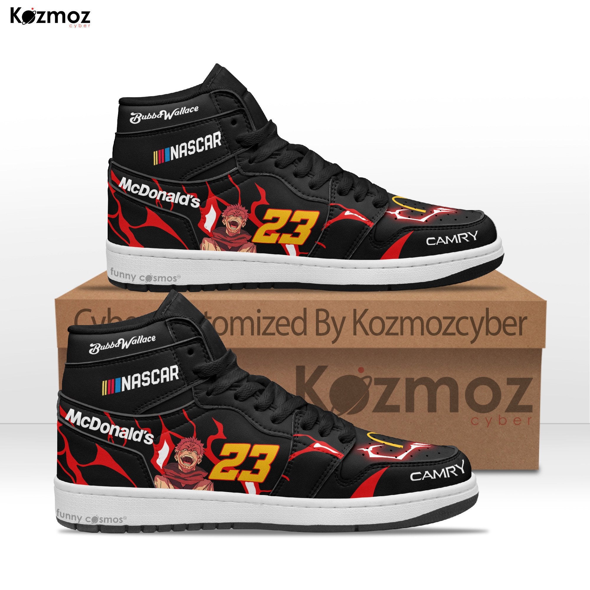 Ideafootwear Bubba Wallace AJ1 High Sneakers Shoes For Men And Women