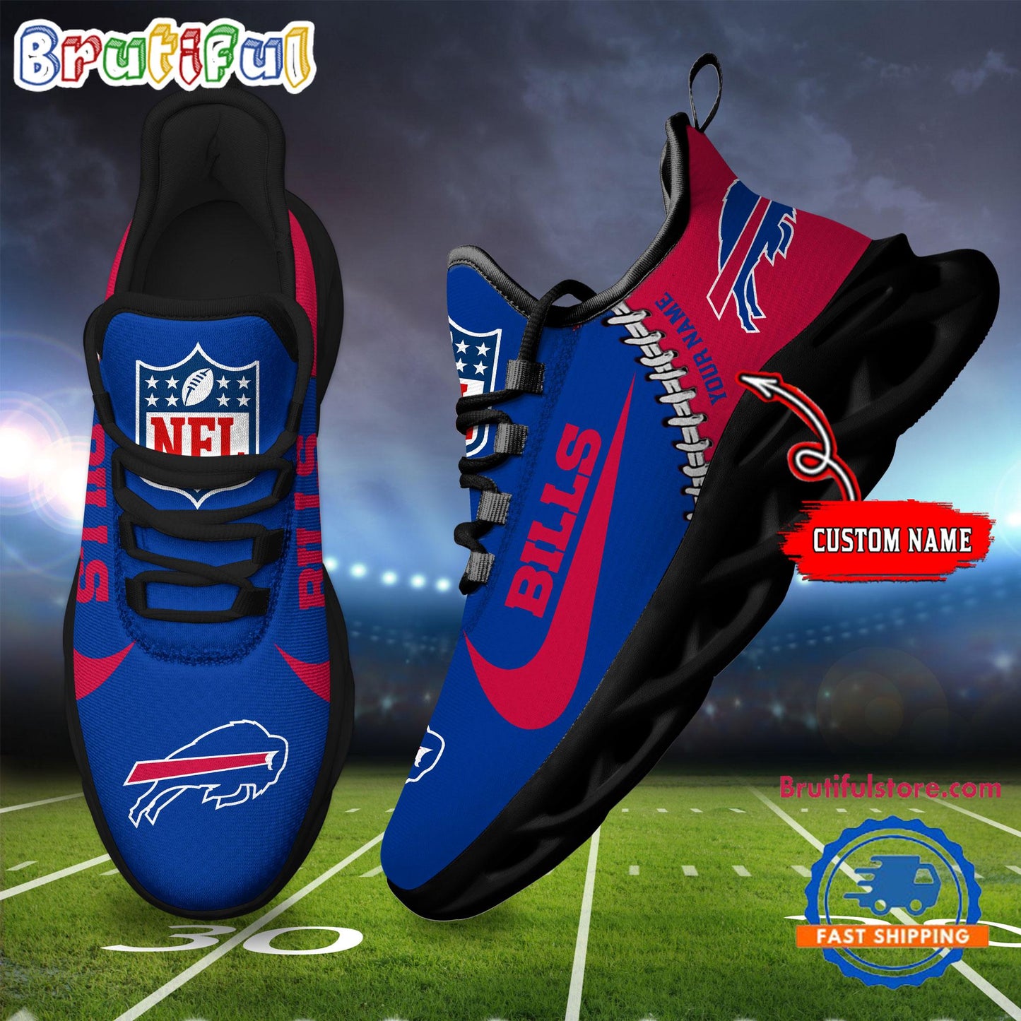 Ideafootwear Buffalo Bills Max Soul Shoes Sneakers For Men And Women