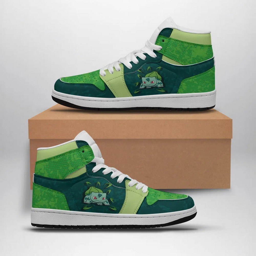 Ideafootwear Bulbasaur Attack Pokemon AJ1 High Sneakers Shoes For Men And Women