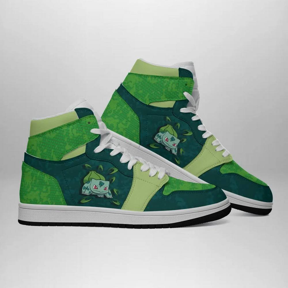 Ideafootwear Bulbasaur Attack Pokemon AJ1 High Sneakers Shoes For Men And Women