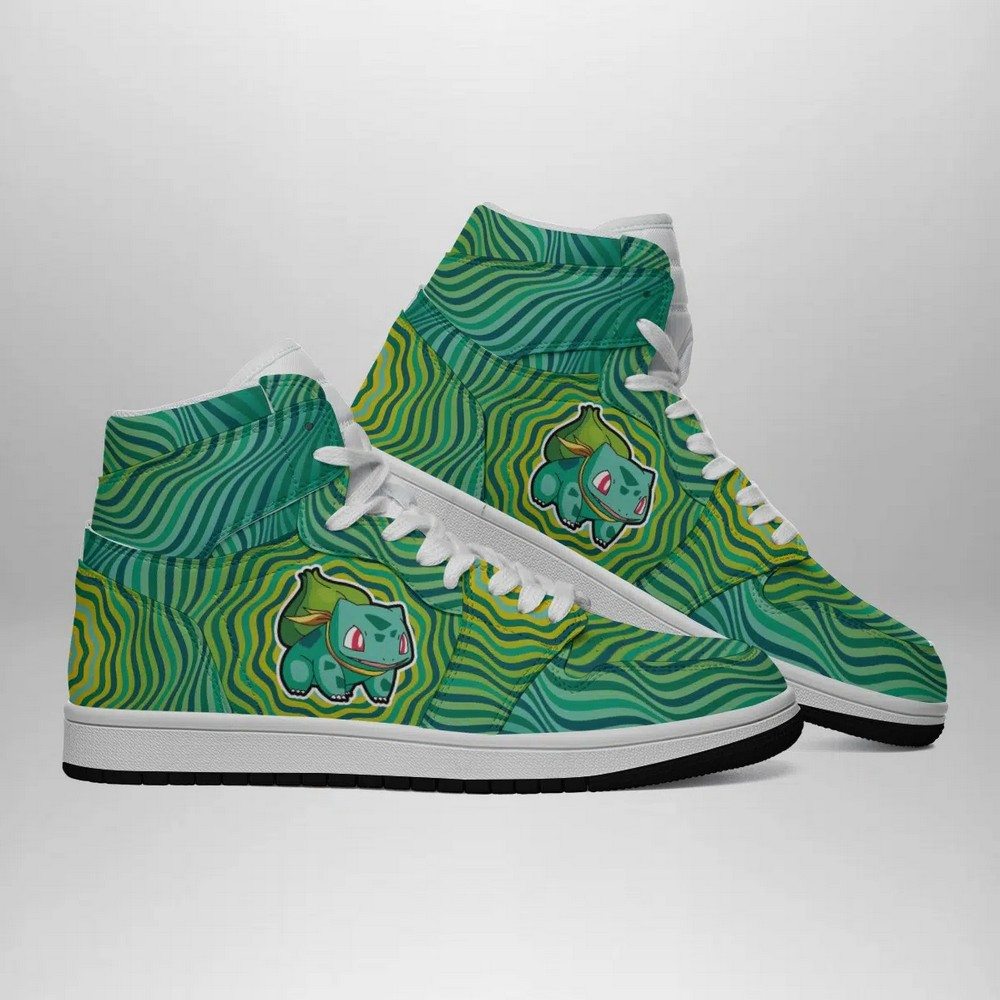 Ideafootwear Bulbasaur Trippy Pokemon AJ1 High Sneakers Shoes For Men And Women